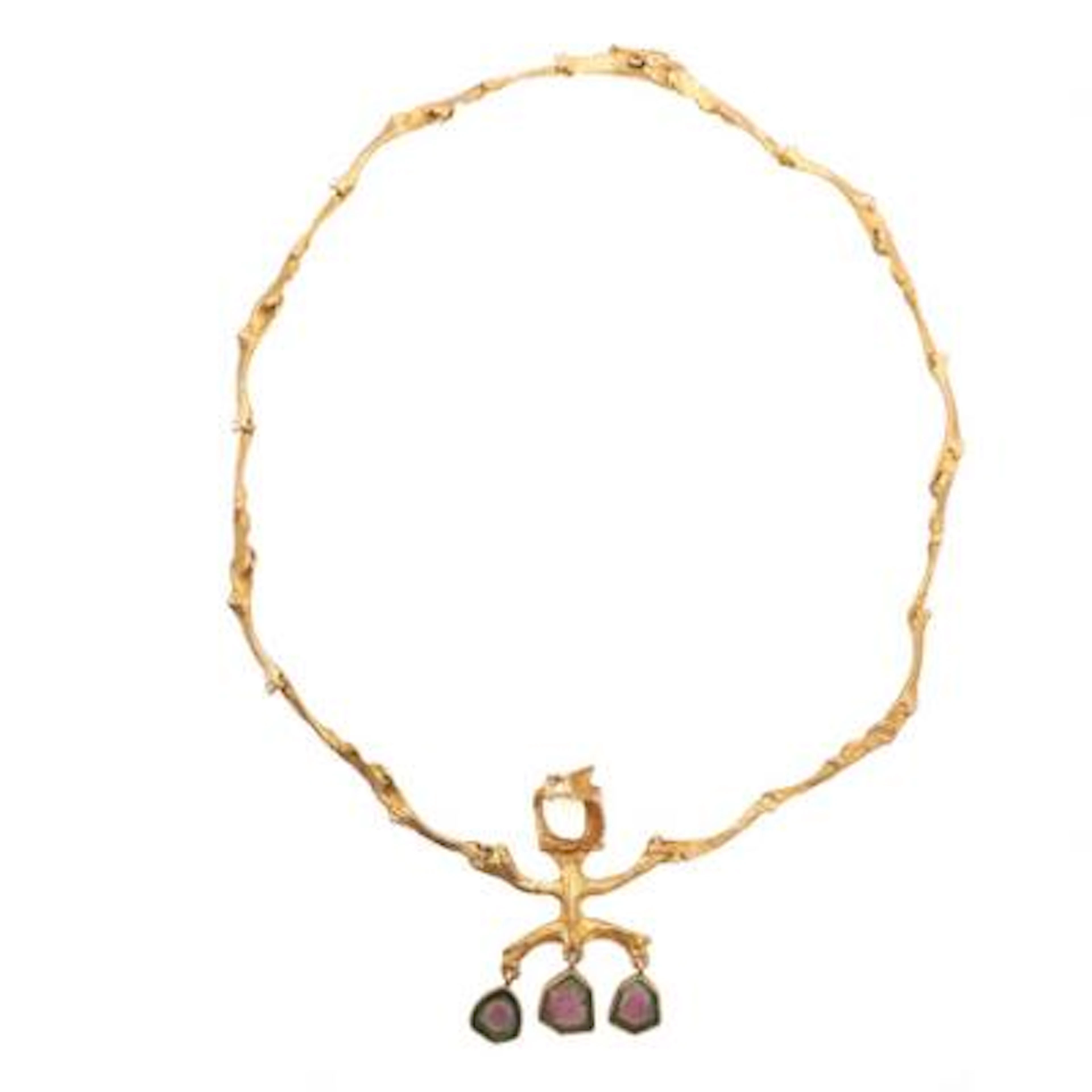Björn Weckström: A tourmaline necklace set with polished watermelon