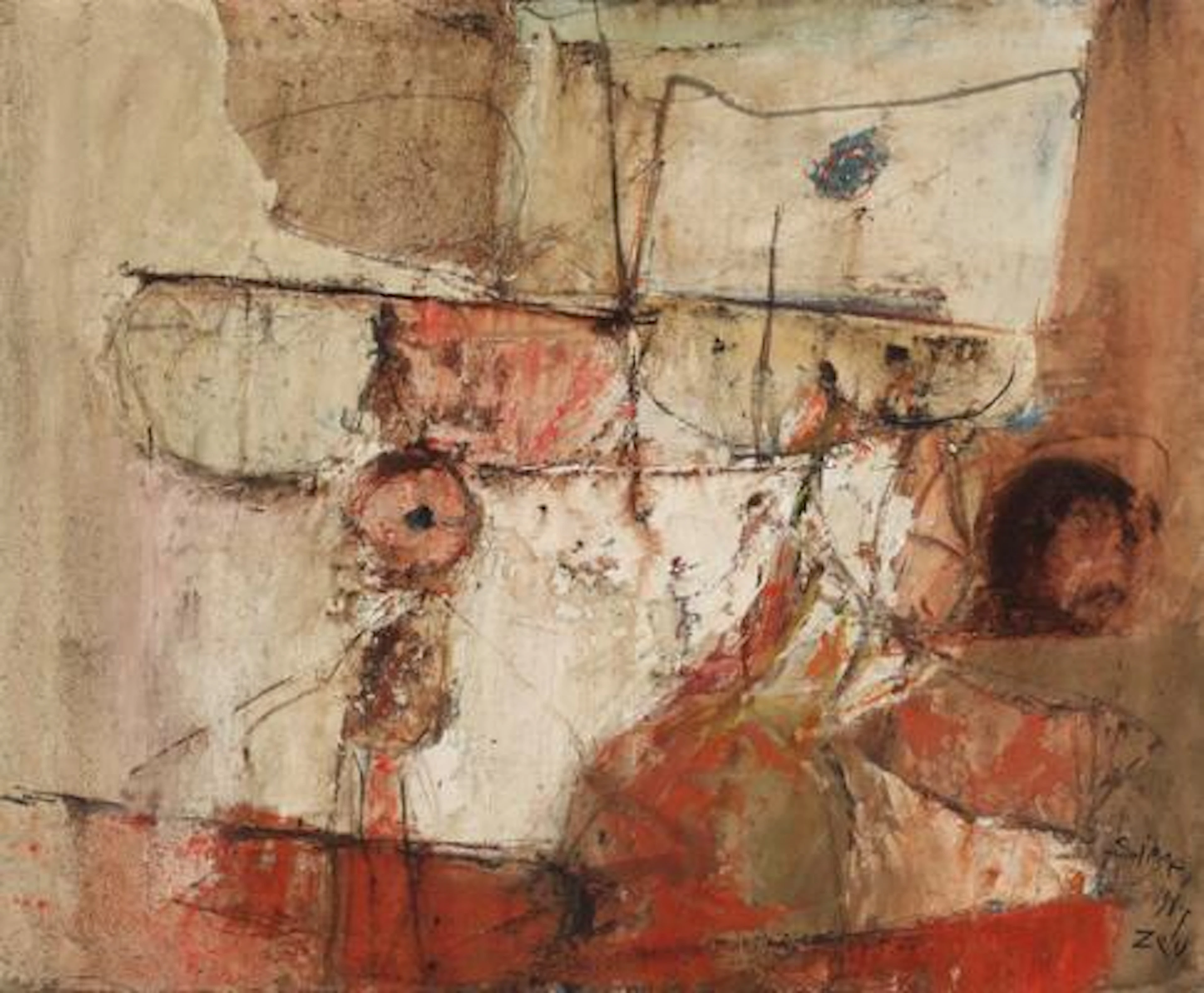 Fred Sieger: Untitled, 1961. Signed Fred Zieger, Zev 1962. Oil on