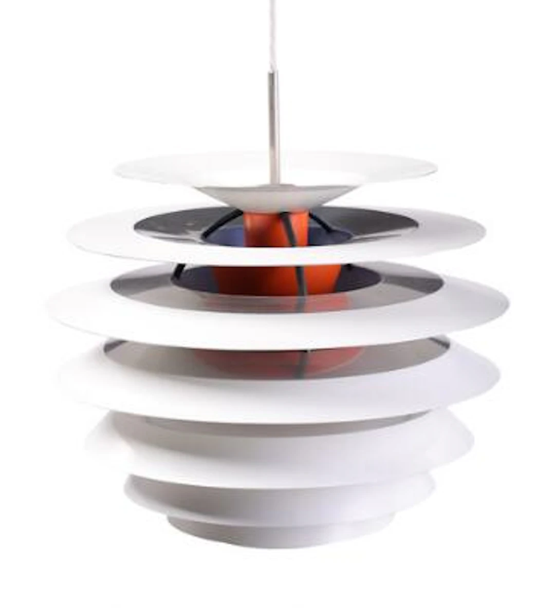 Poul Henningsen: "Contrast". A pendant with white and orange lacquered
