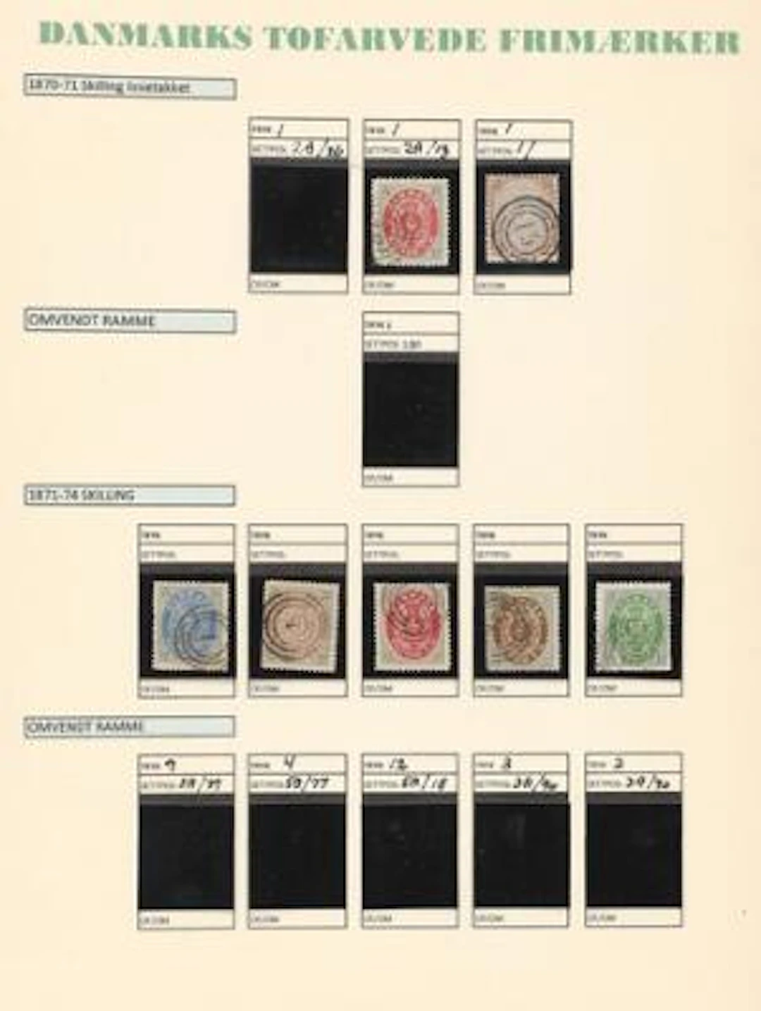 Denmark. 1870. Coll. Bicoloured Skilling Issues in 2 binders. Incl.