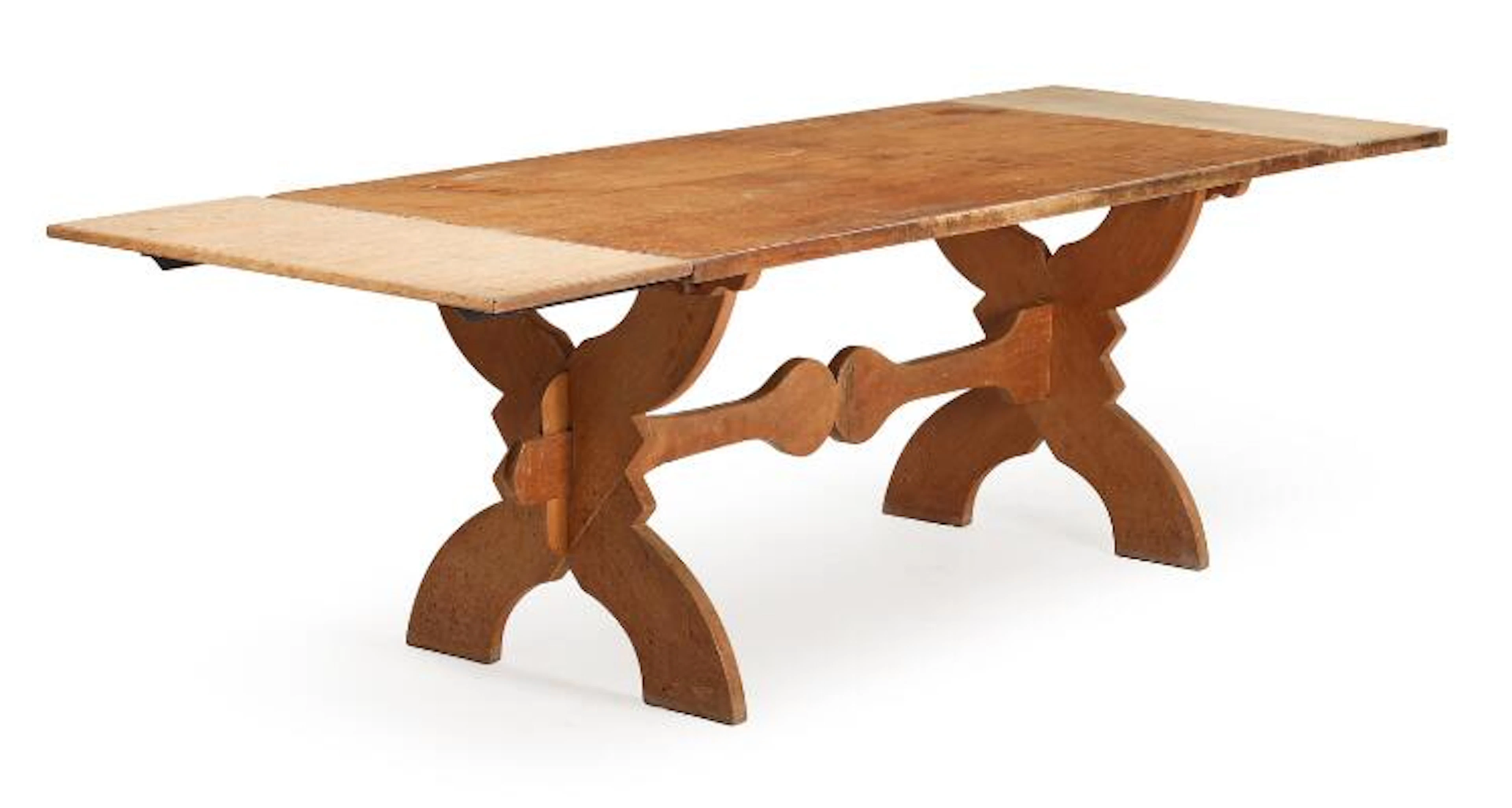 Danish furniture design: A rectangular solid oak dining table with