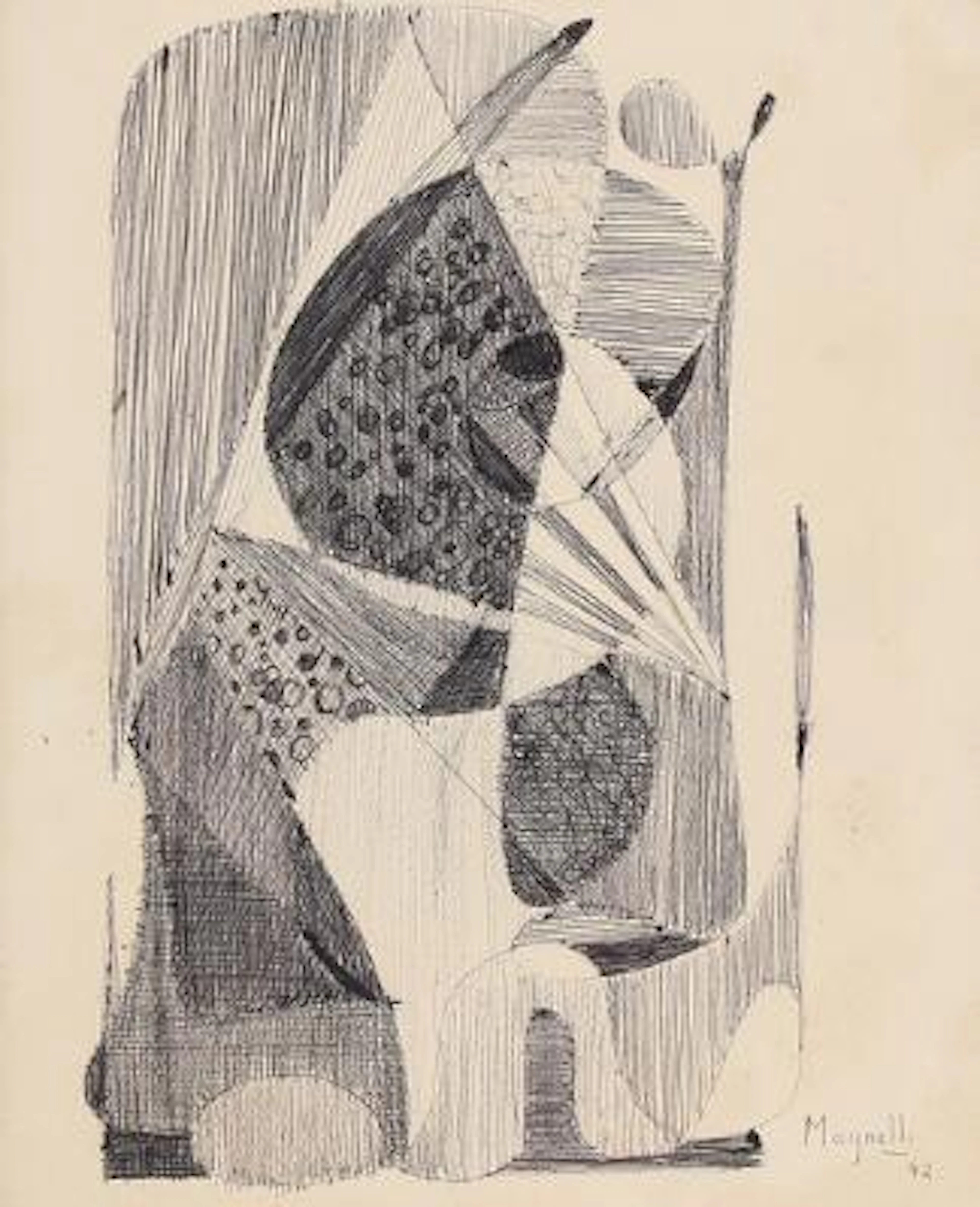 Alberto Magnelli: Untitled, 1942. Signed Magnelli with dating. Pencil
