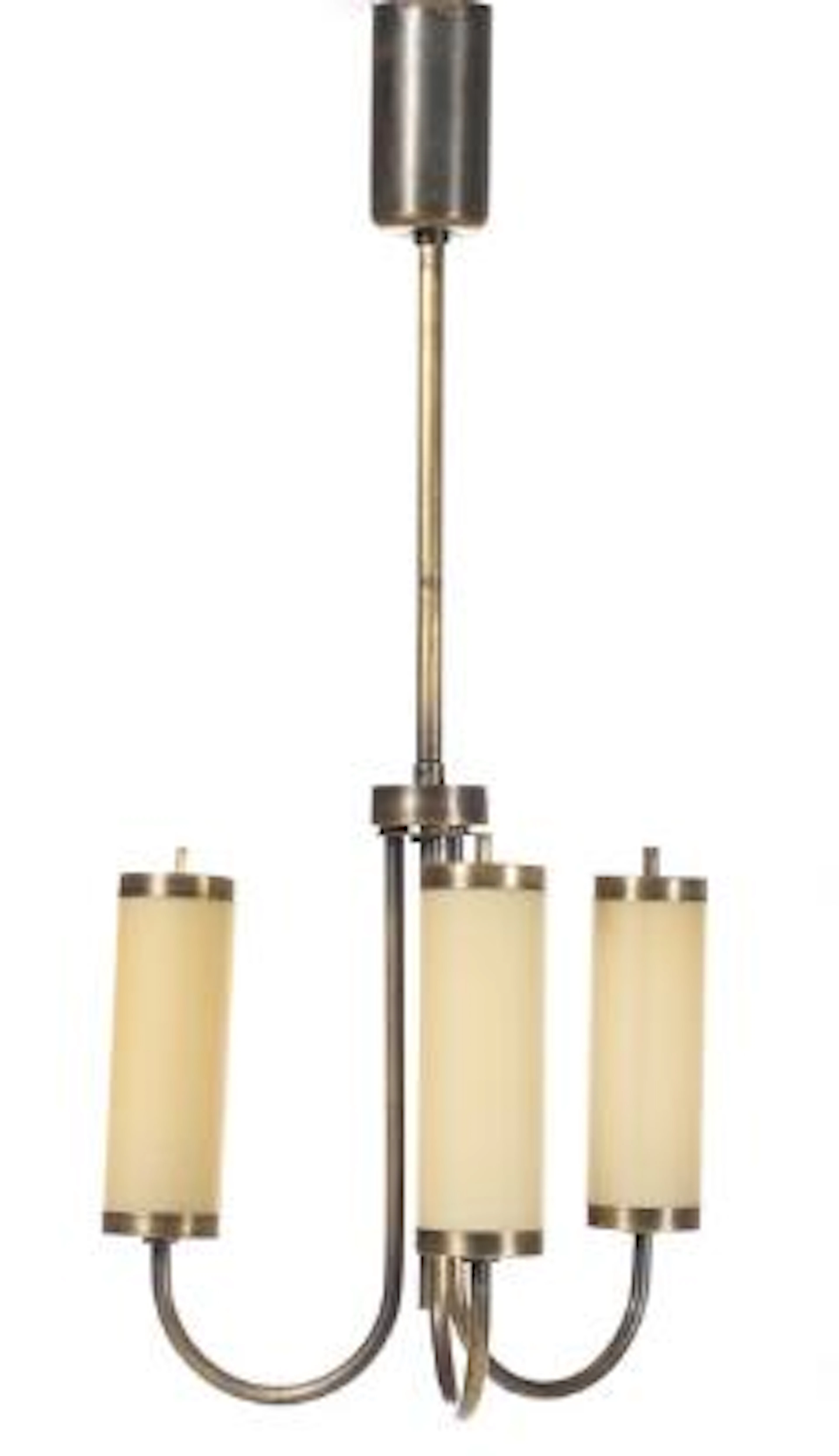 Scandinavian design: Art Deco ceiling lamp of patinated brass with