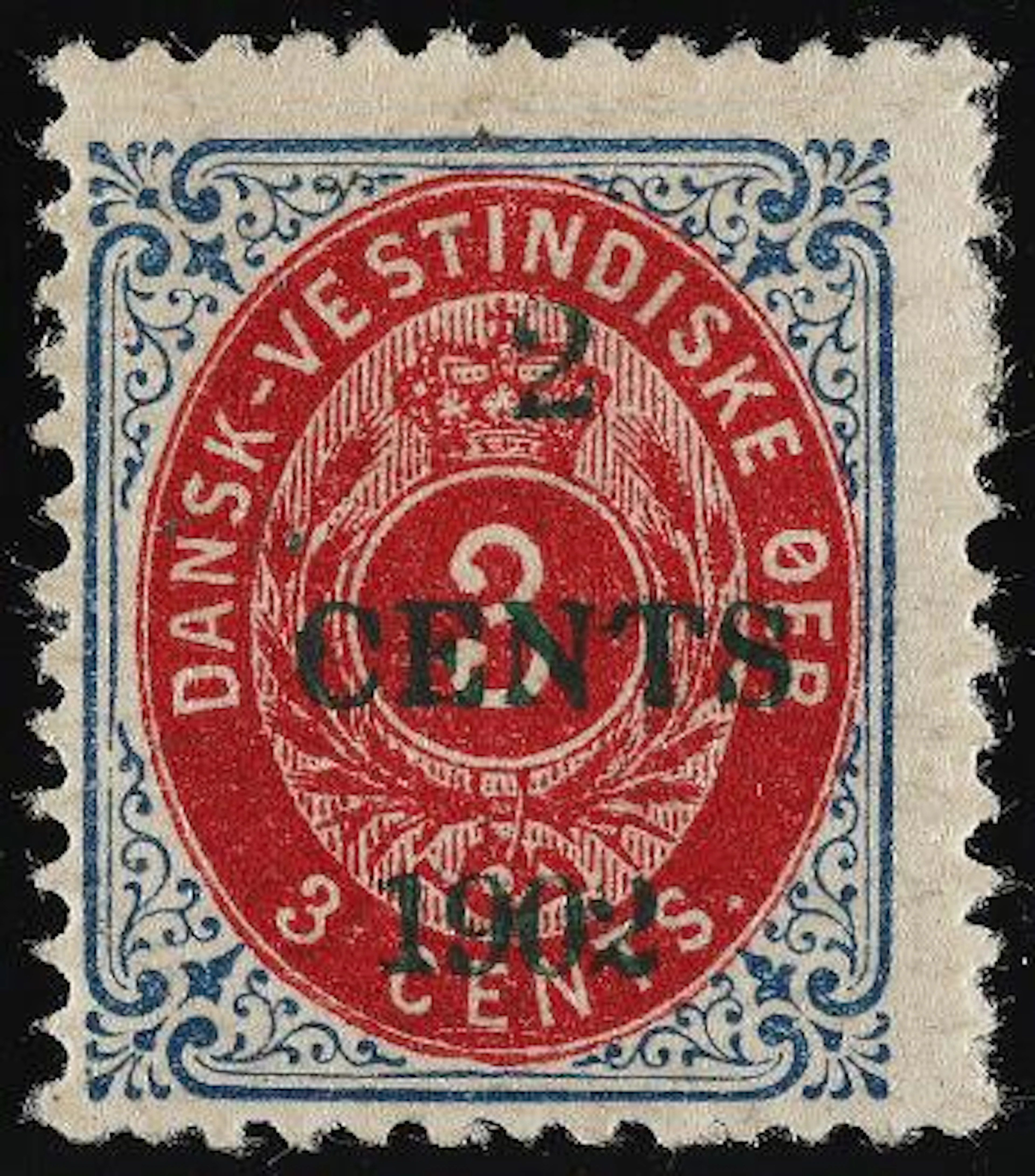 1902. Local Overprint, 2/3 cents. GREEN OVERPRINT. Pos. 42. Very rare
