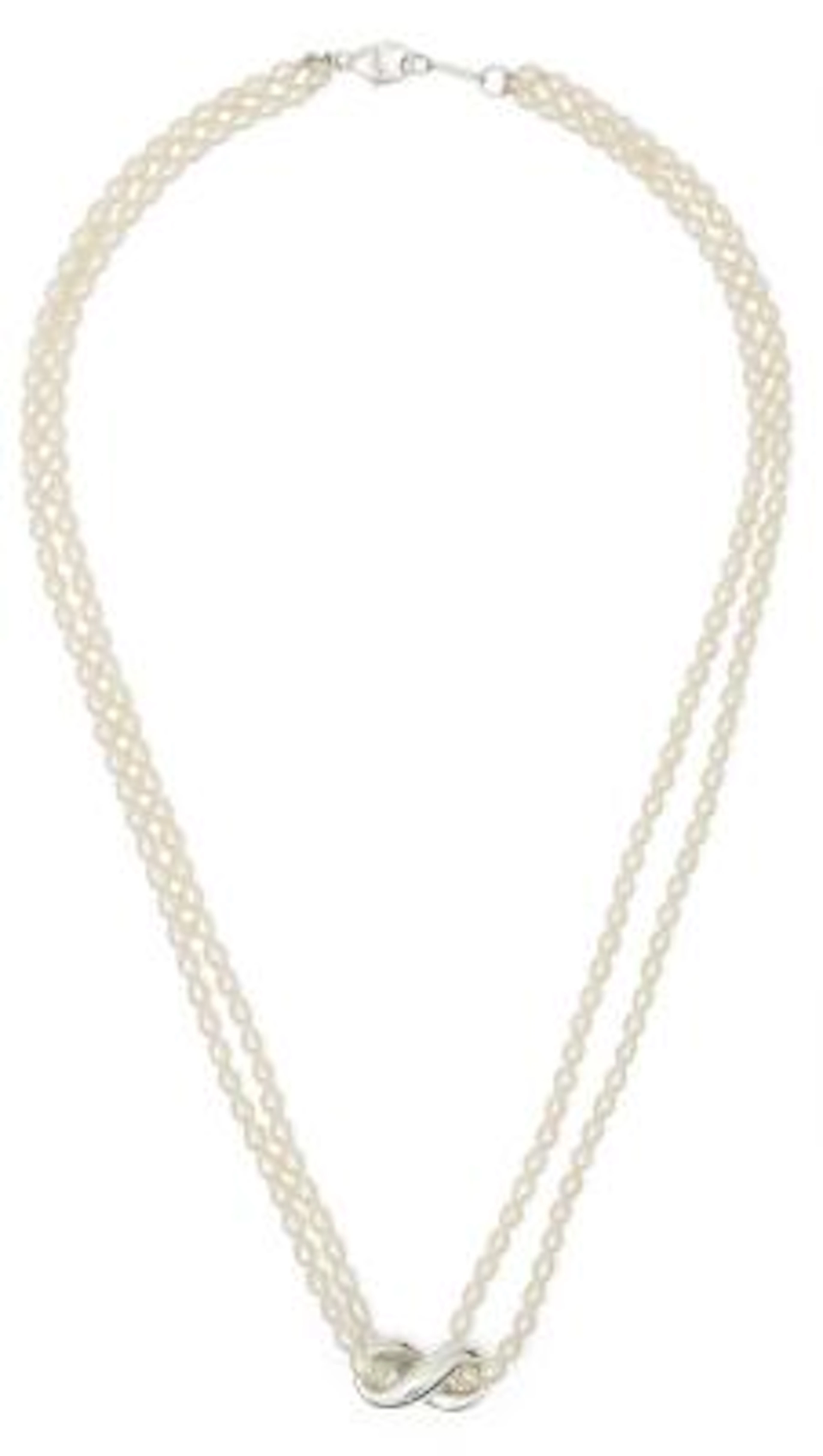 Tiffany & Co.: A double-stranded pearl necklace set with numerous