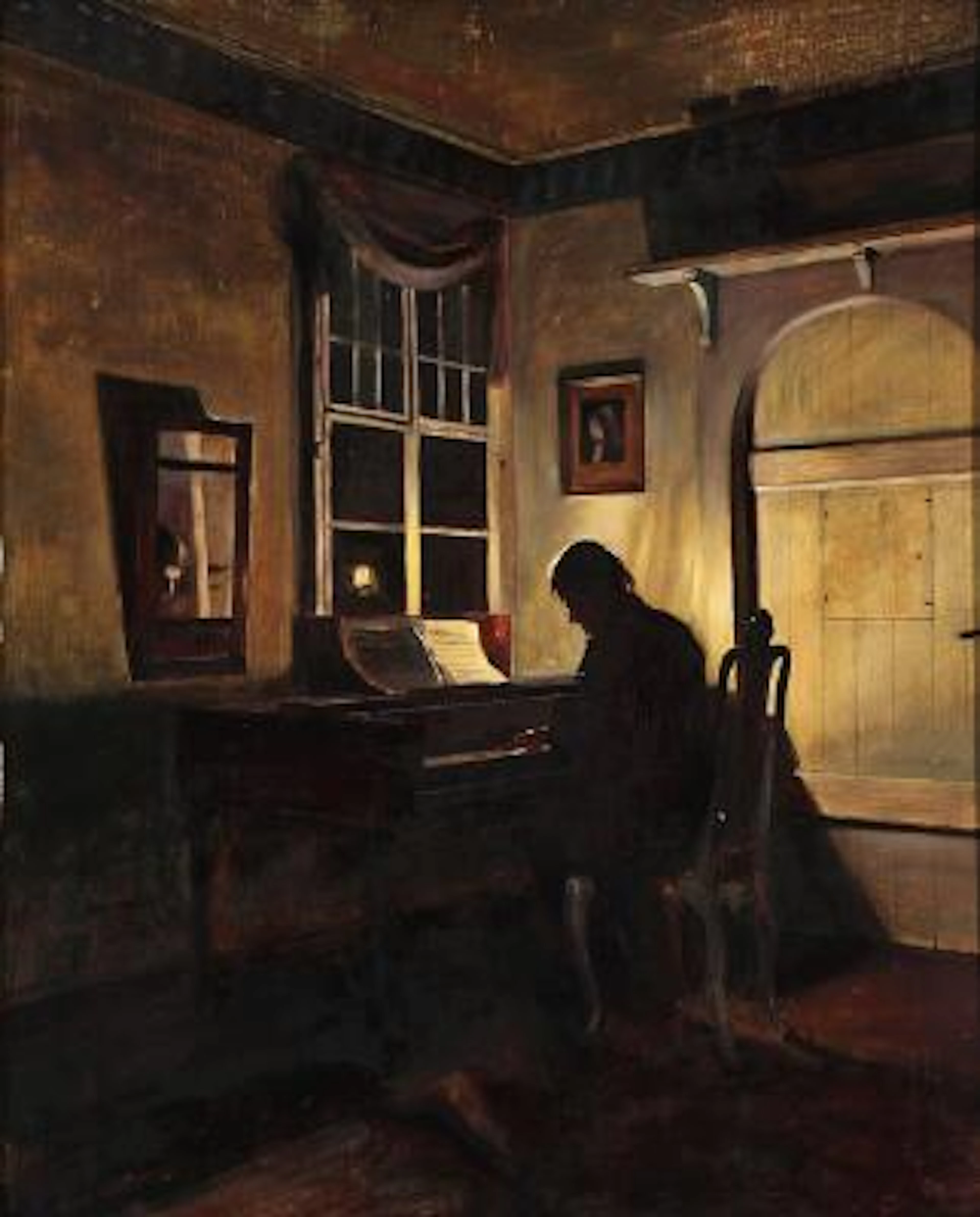 Hermann Graf: "Der Meister". At the piano. Signed Herm. Graf Weimar