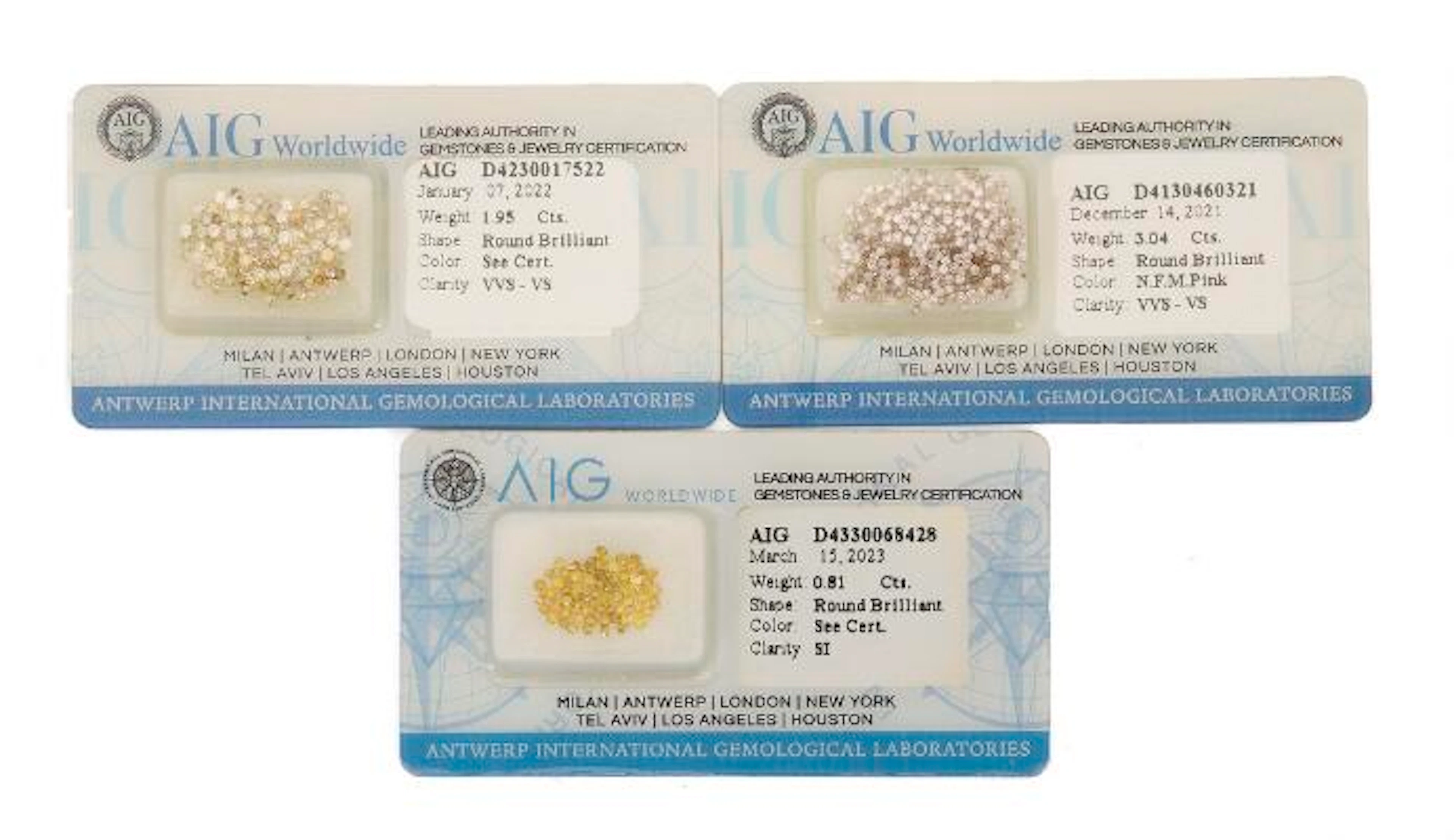 A collection of unmounted brilliant-cut diamonds weighing respectively