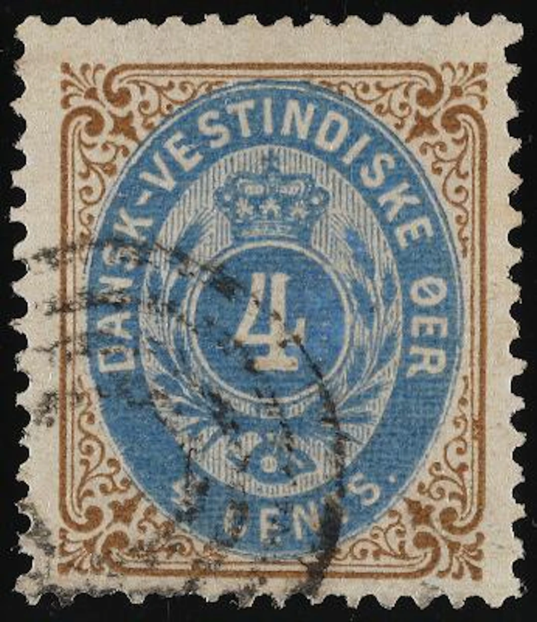 1873. 4 cents, 1.print, pos. 77 with ISOLATED INVERTED FRAME. Beautiful