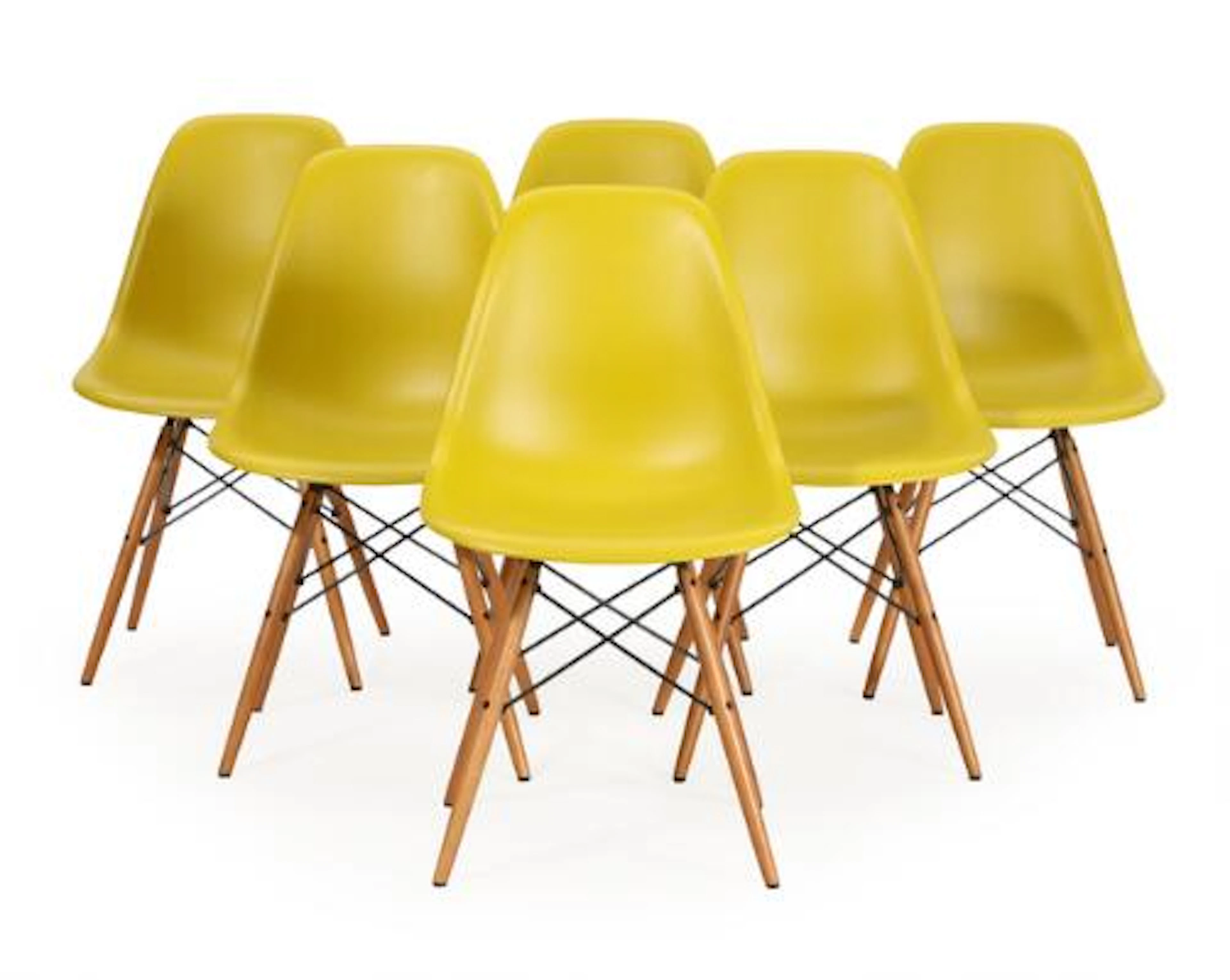 Charles Eames, Ray Eames: “Plastic Side Chair (DSW)”. A set of six