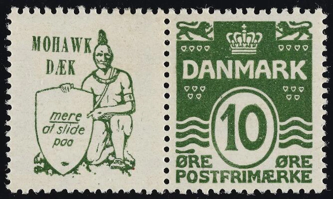 Advertising. 1928. MOHAWK. Pair with Numeral. 10 Øre, green with variety