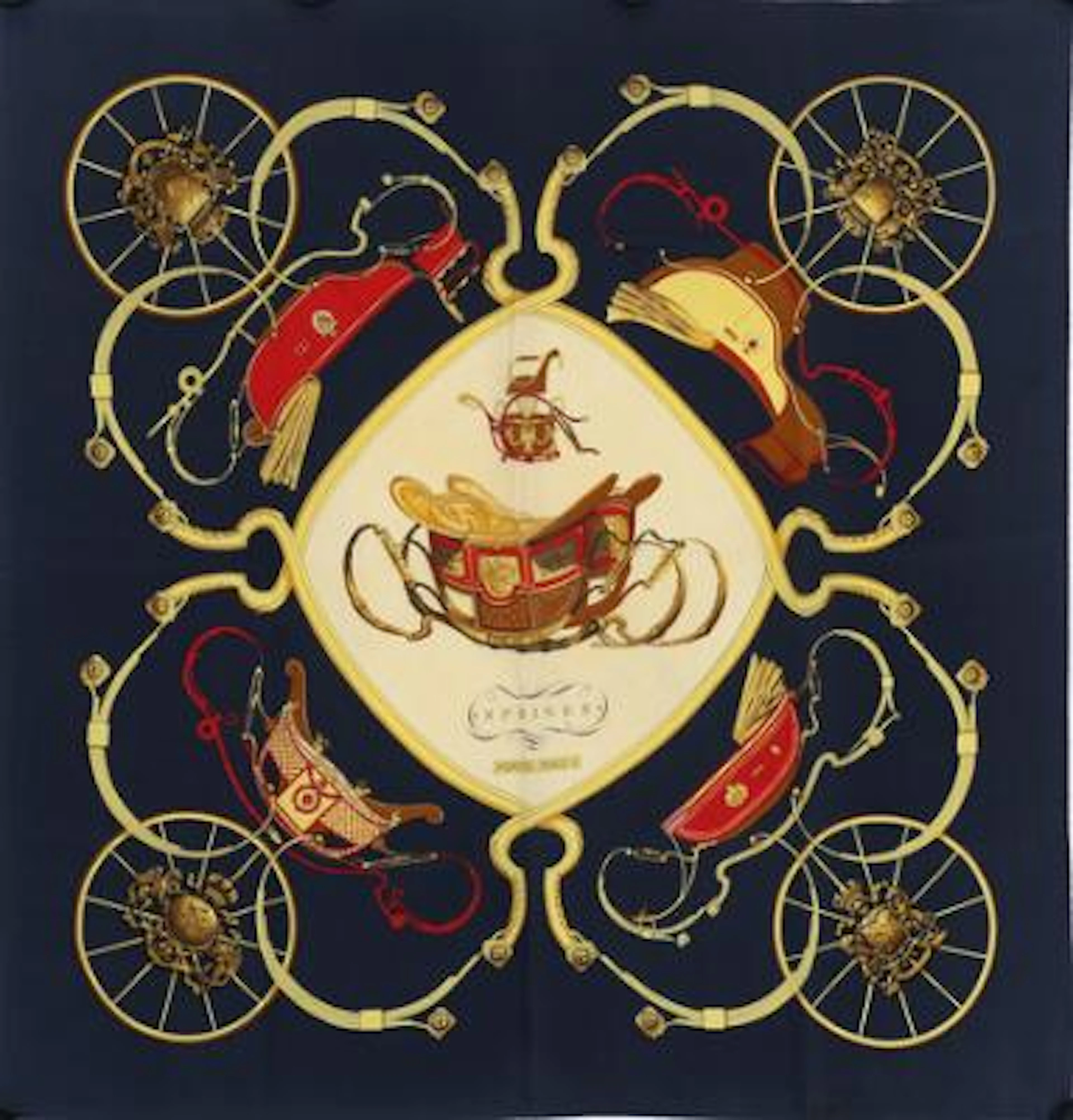Hermès: A silk scarf with motif "Springs" by Philippe Ledoux. App.