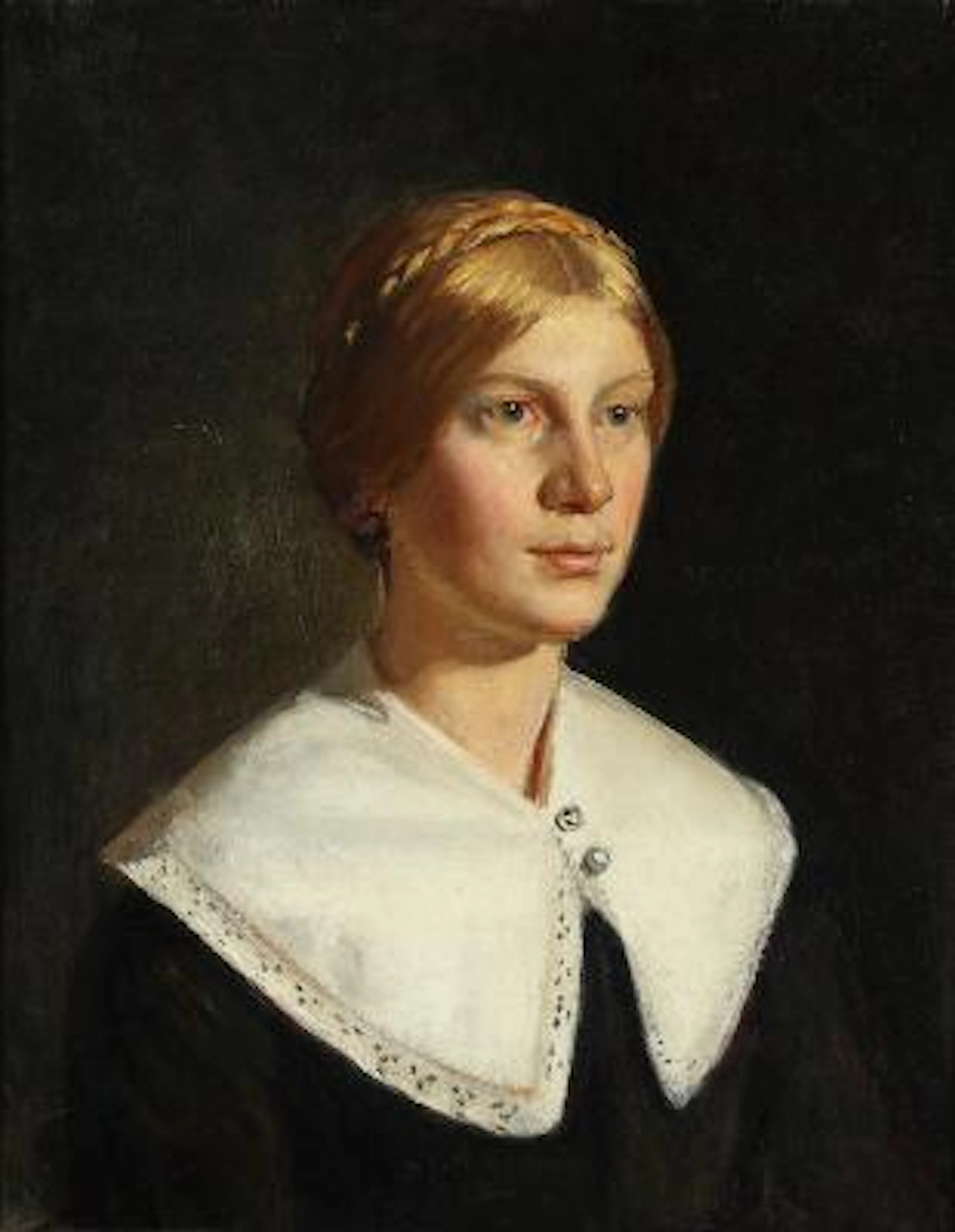 Michael Ancher: Portrait of one of the Saxild daughters. Unsigned.