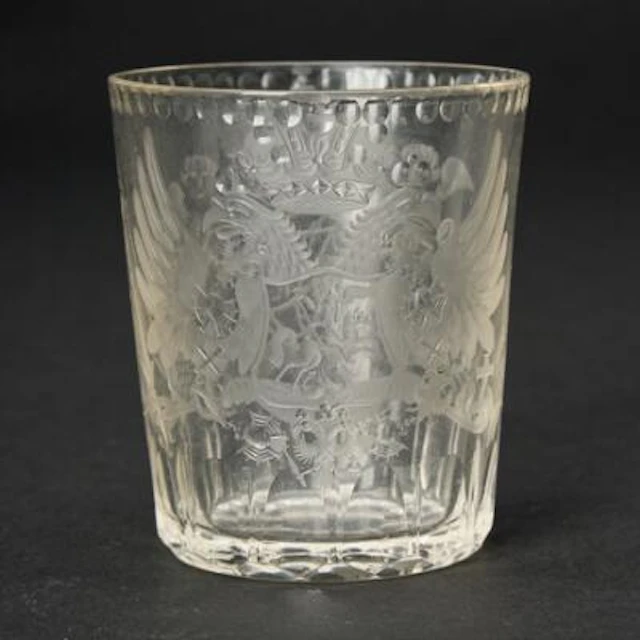 Russian water glass, monogram for Tsar Nicholas II of Russia and his