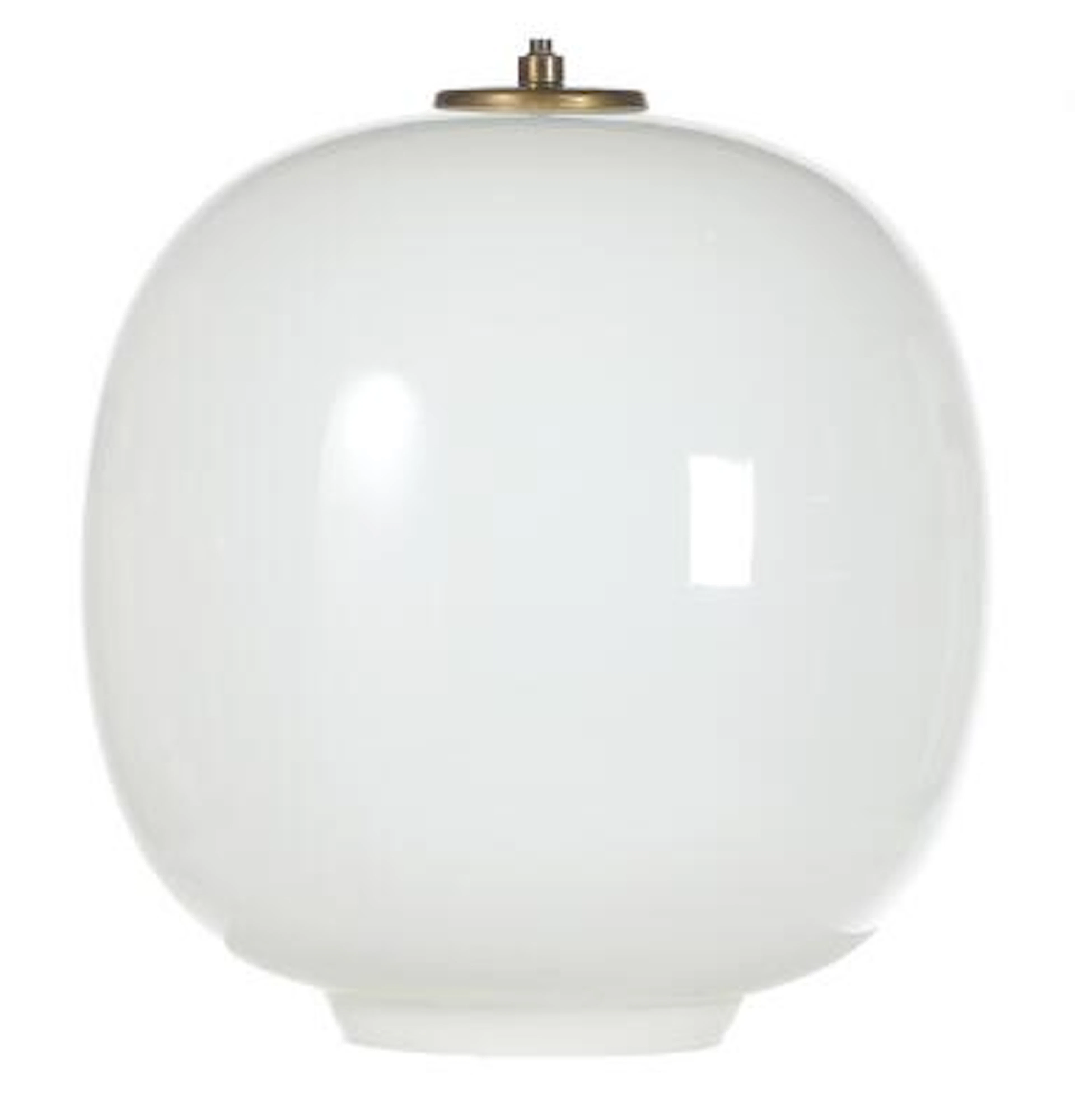 Vilhelm Lauritzen: "Radiohus pendant". A pair of opal glass pendants