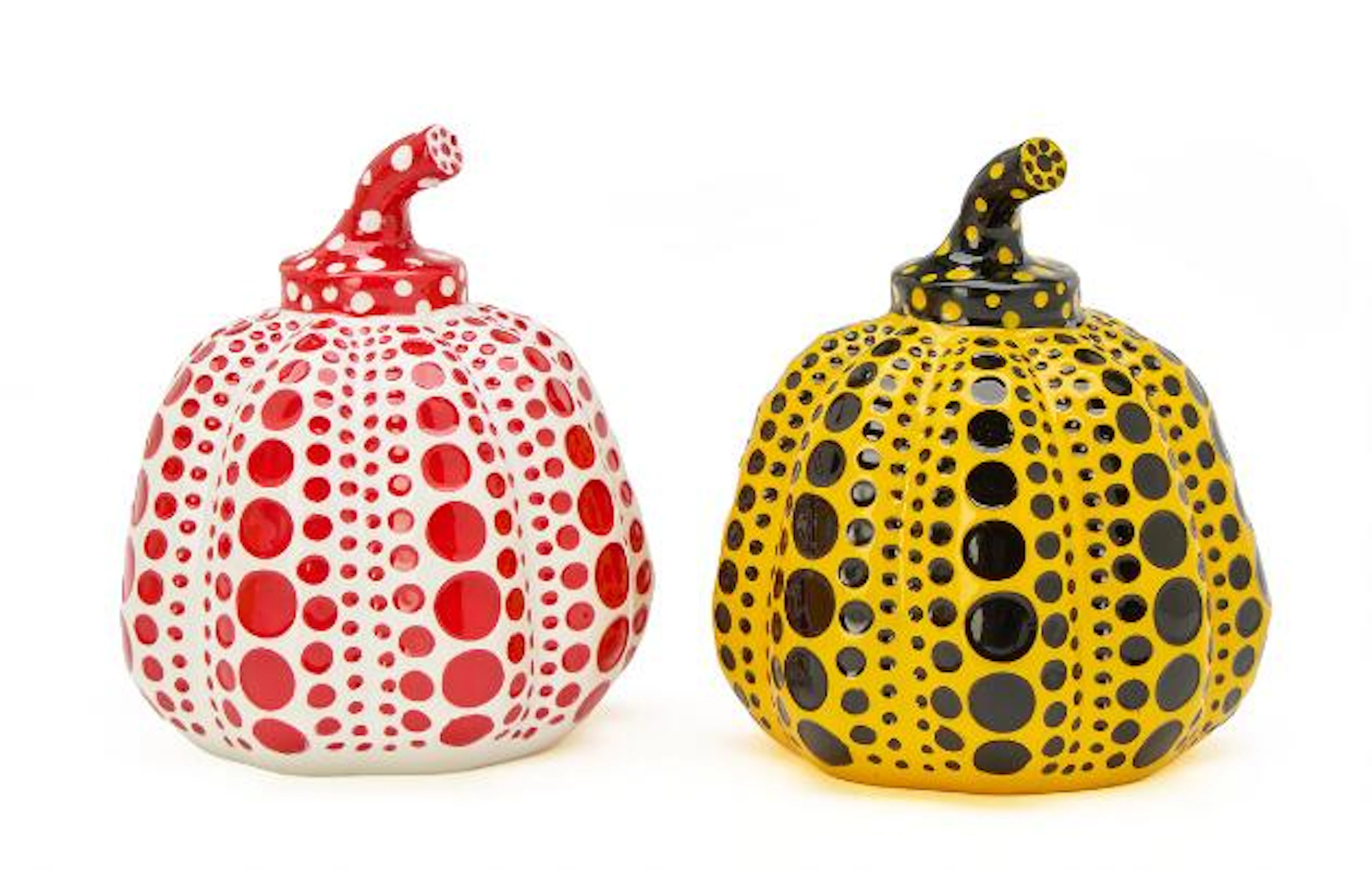 Yayoi Kusama, after: “Pumpkin red/white” og “Pumpkin Yellow/black”