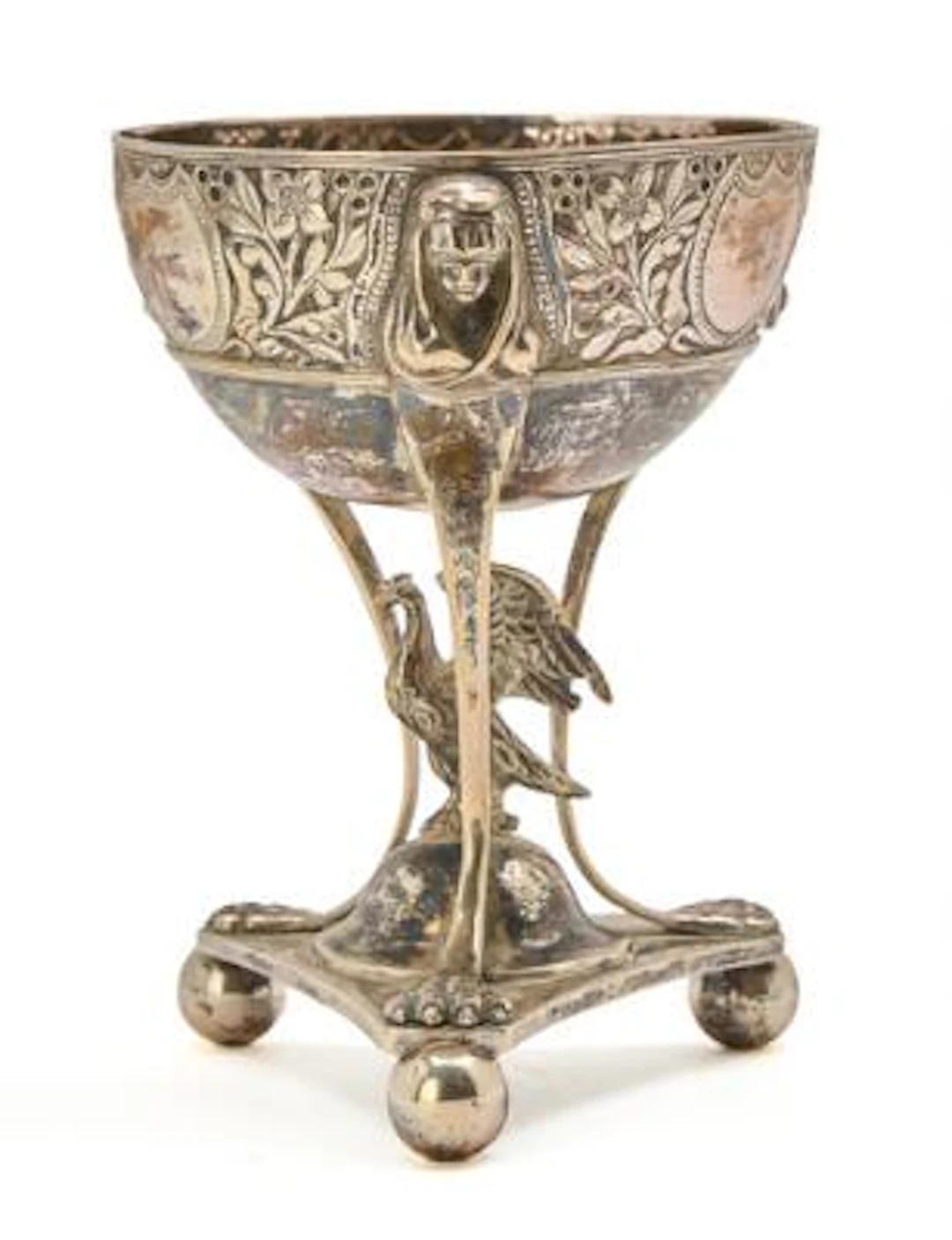 A Danish Empire silver sugar bowl on tripod foot. Maker Johan Martin