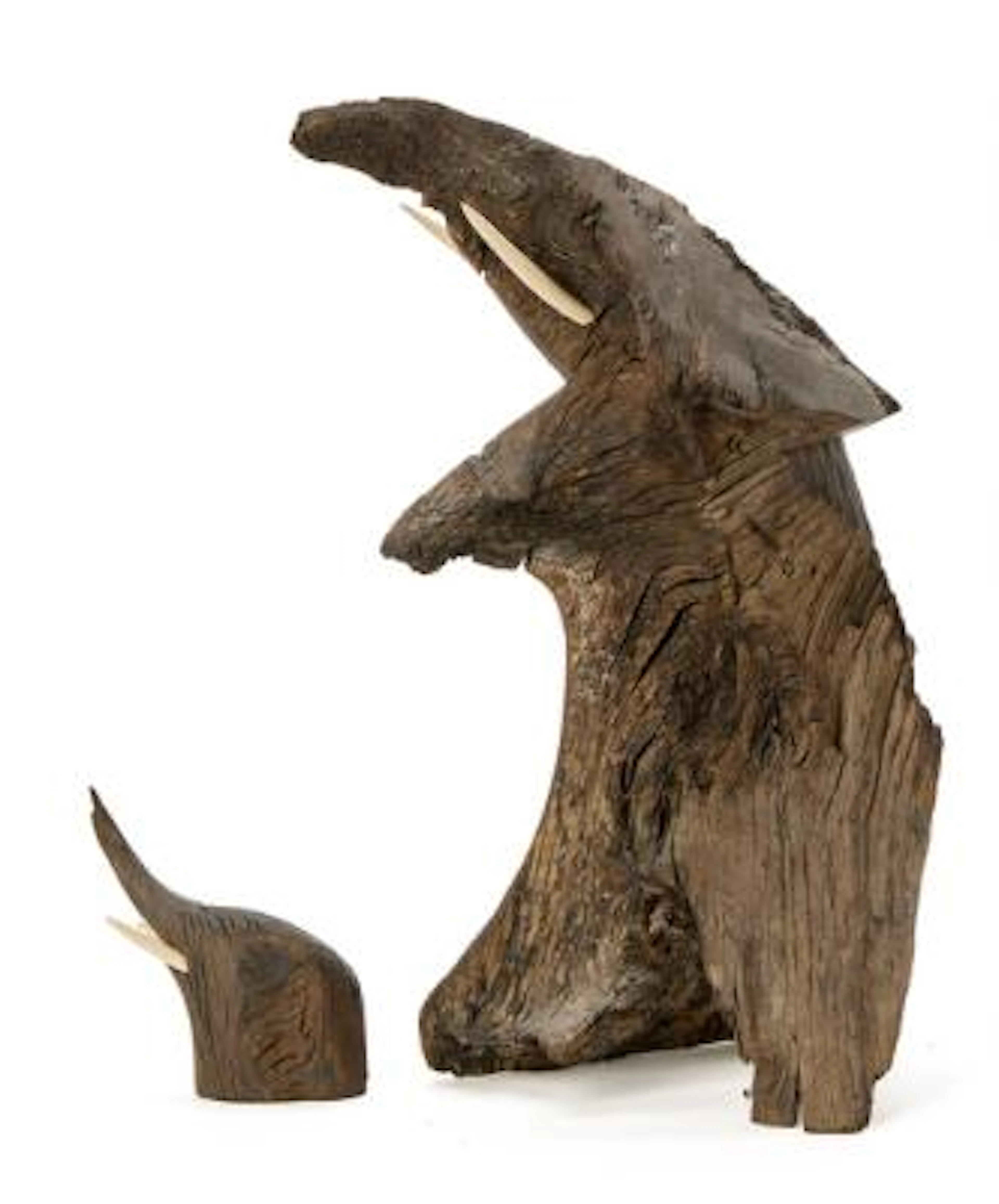 Jacob Hermann: To patinated wooden figures in shape of a small and