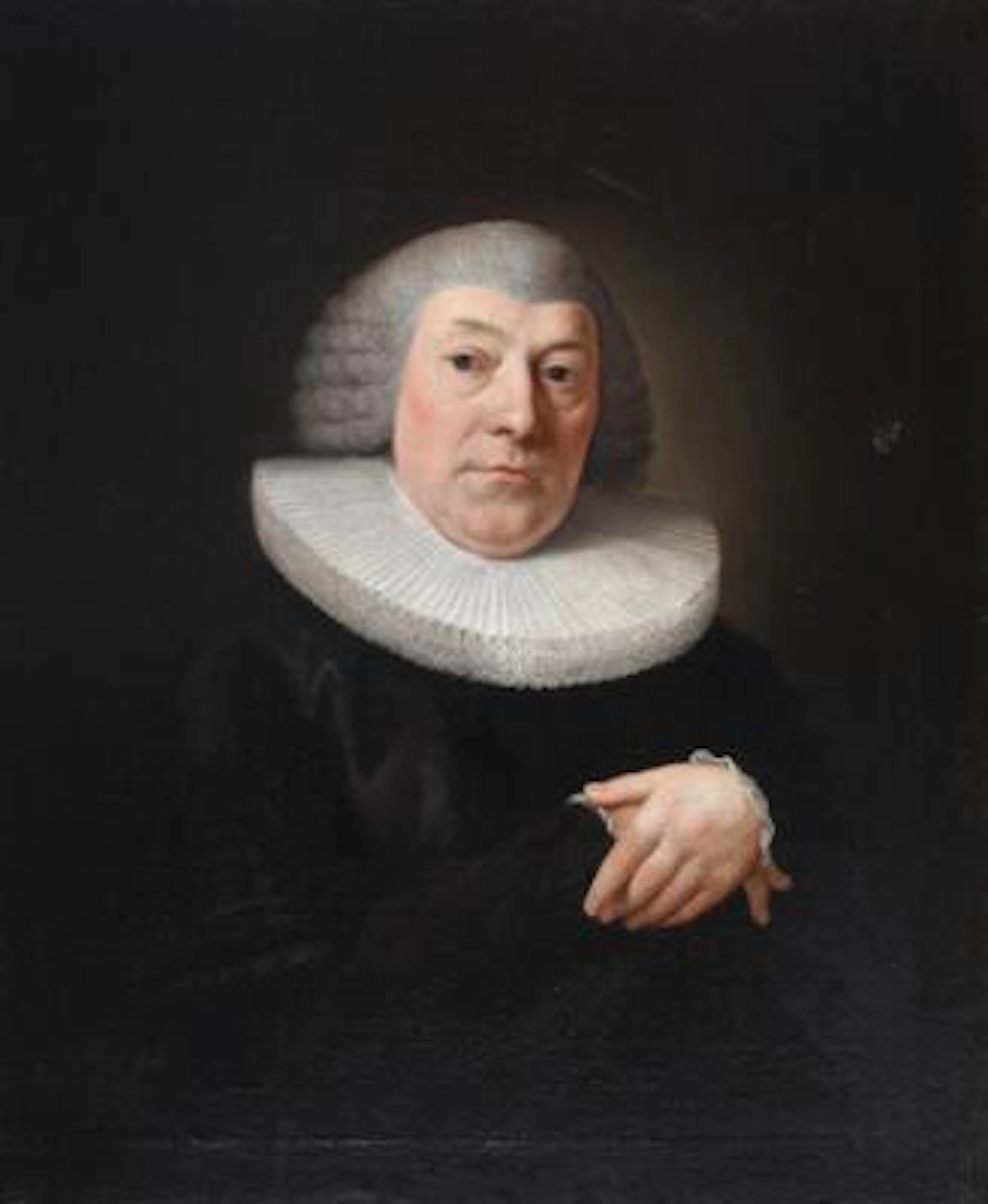 Georg Ludwig Eckhardt: Portrait of a man in a black dress with a white