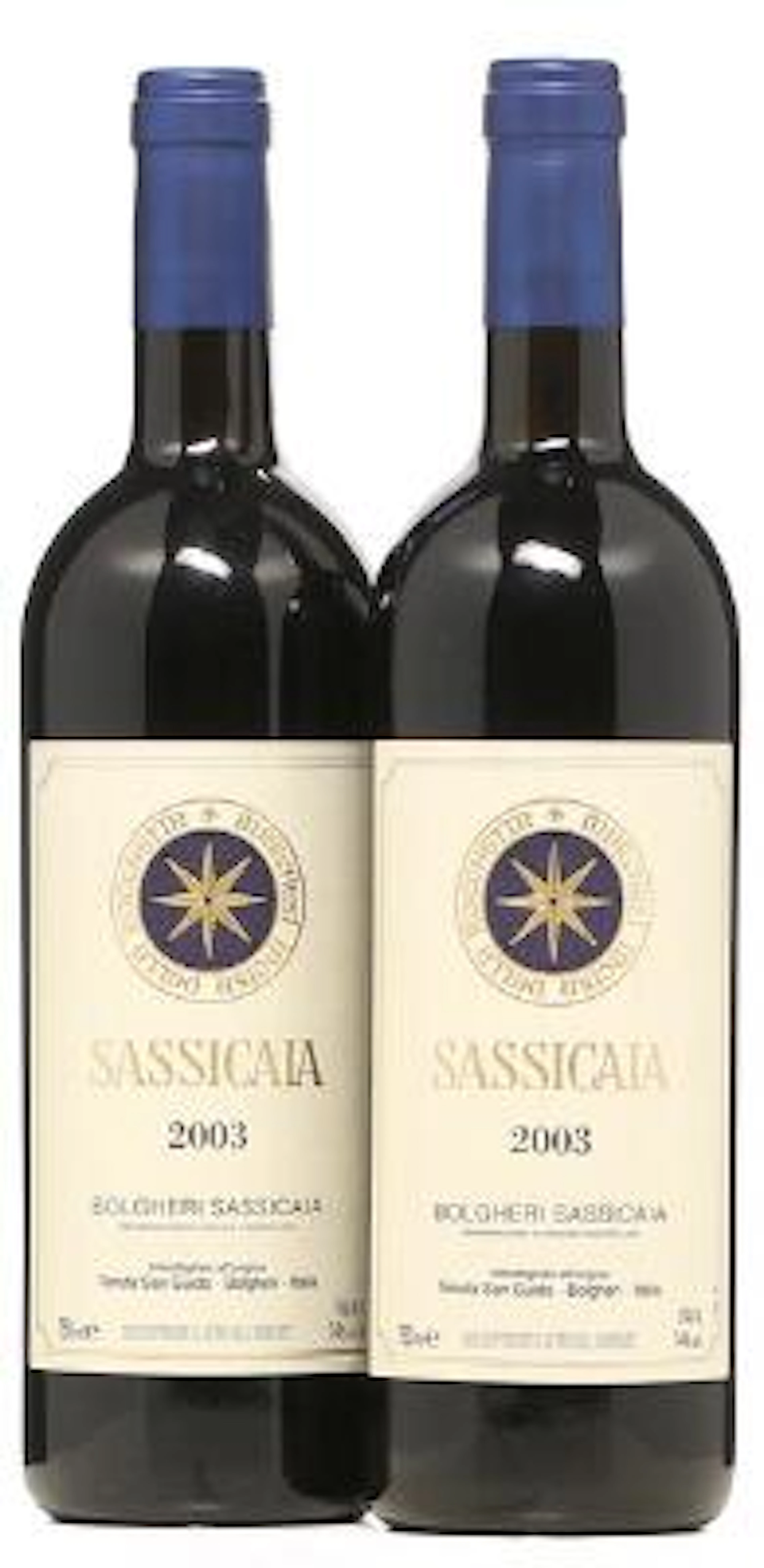 2 bts. Sassicaia IGT, Tenuta San Guido 2003 A (hf/in). – Bruun Rasmussen