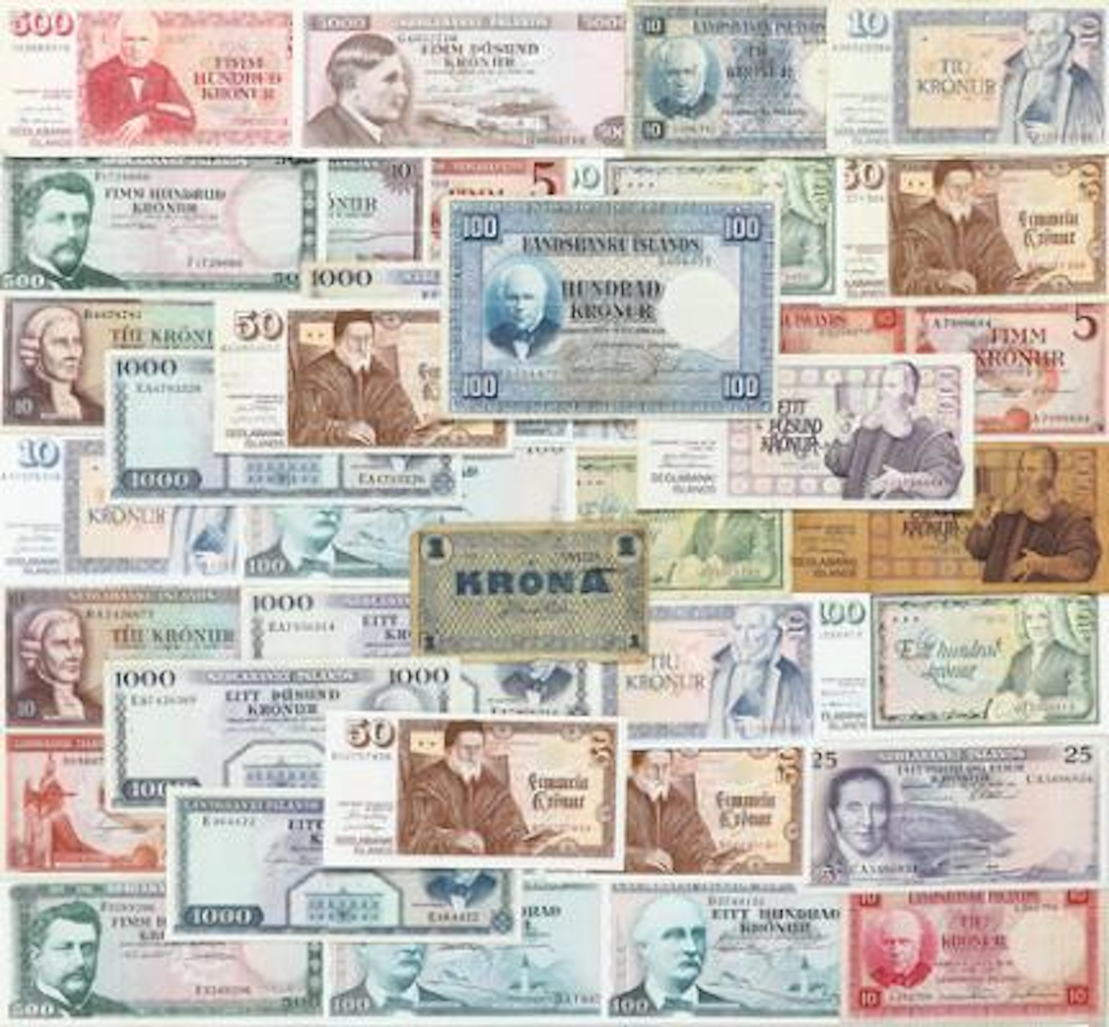 Iceland, collection of banknotes from various series, in total 39