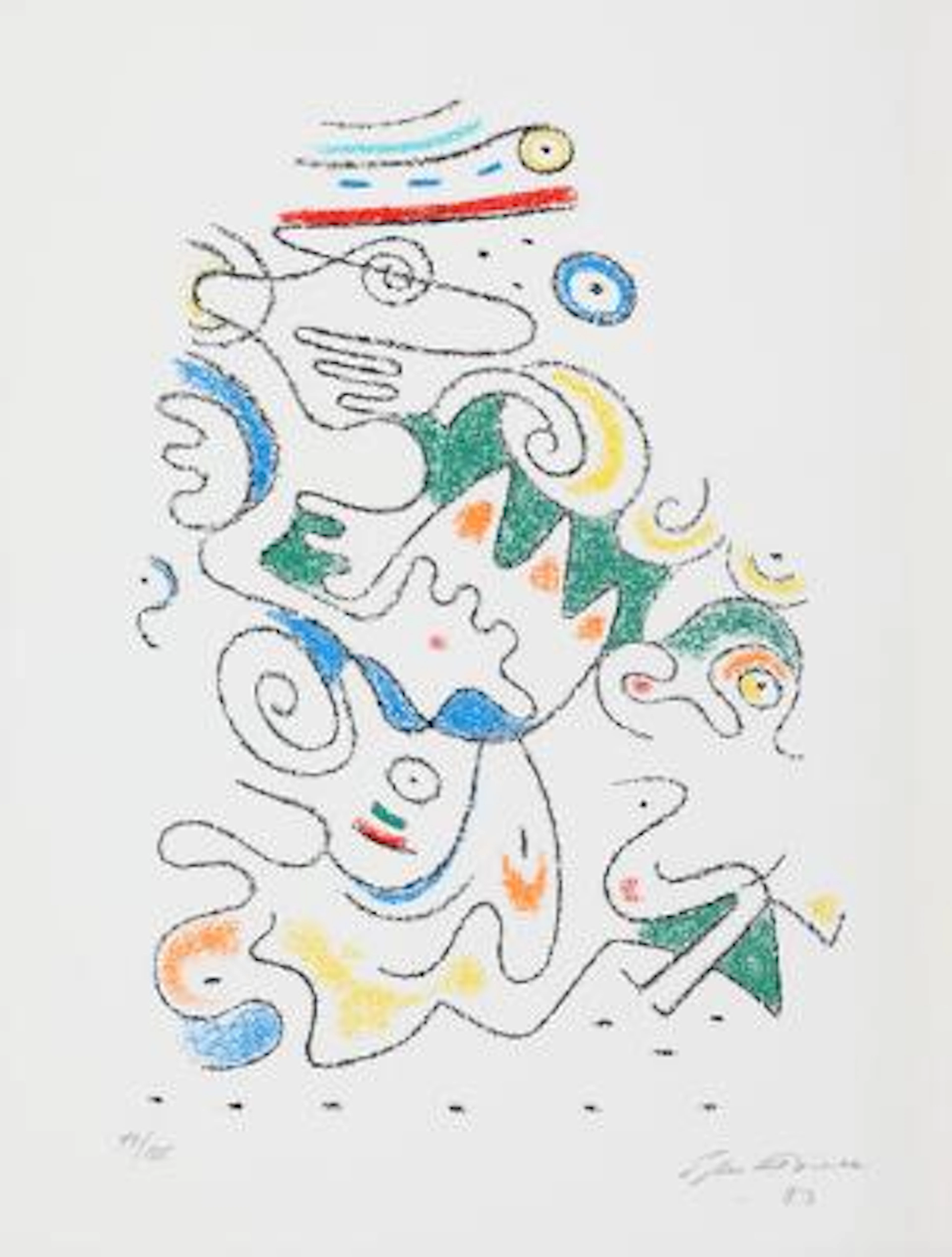 Ejler Bille: "Ornamentale figurer", 1983. Signed and dated. Lithograph