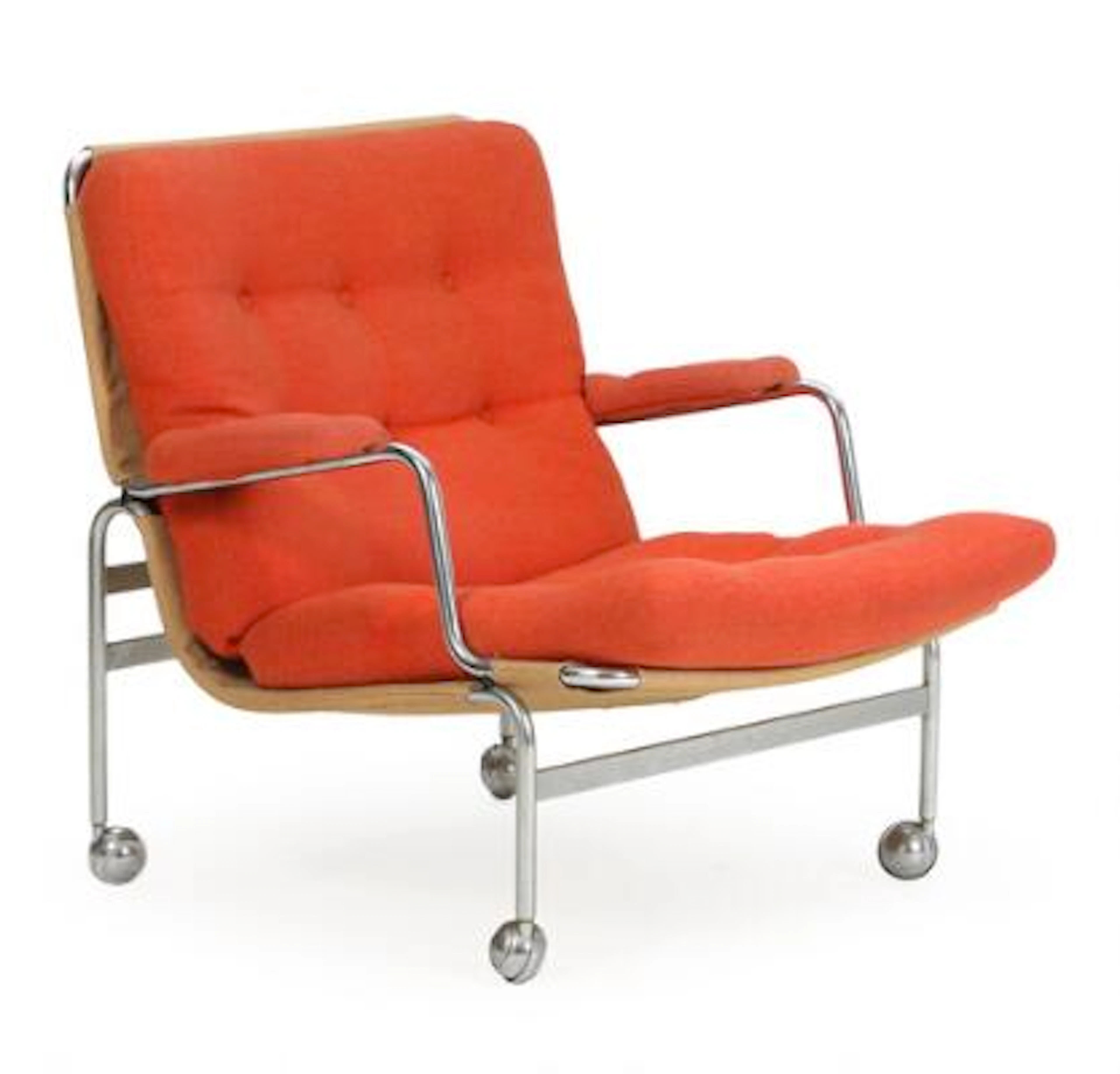 Bruno Mathsson: "Karin". Easy chair with tubular steel frame, loose