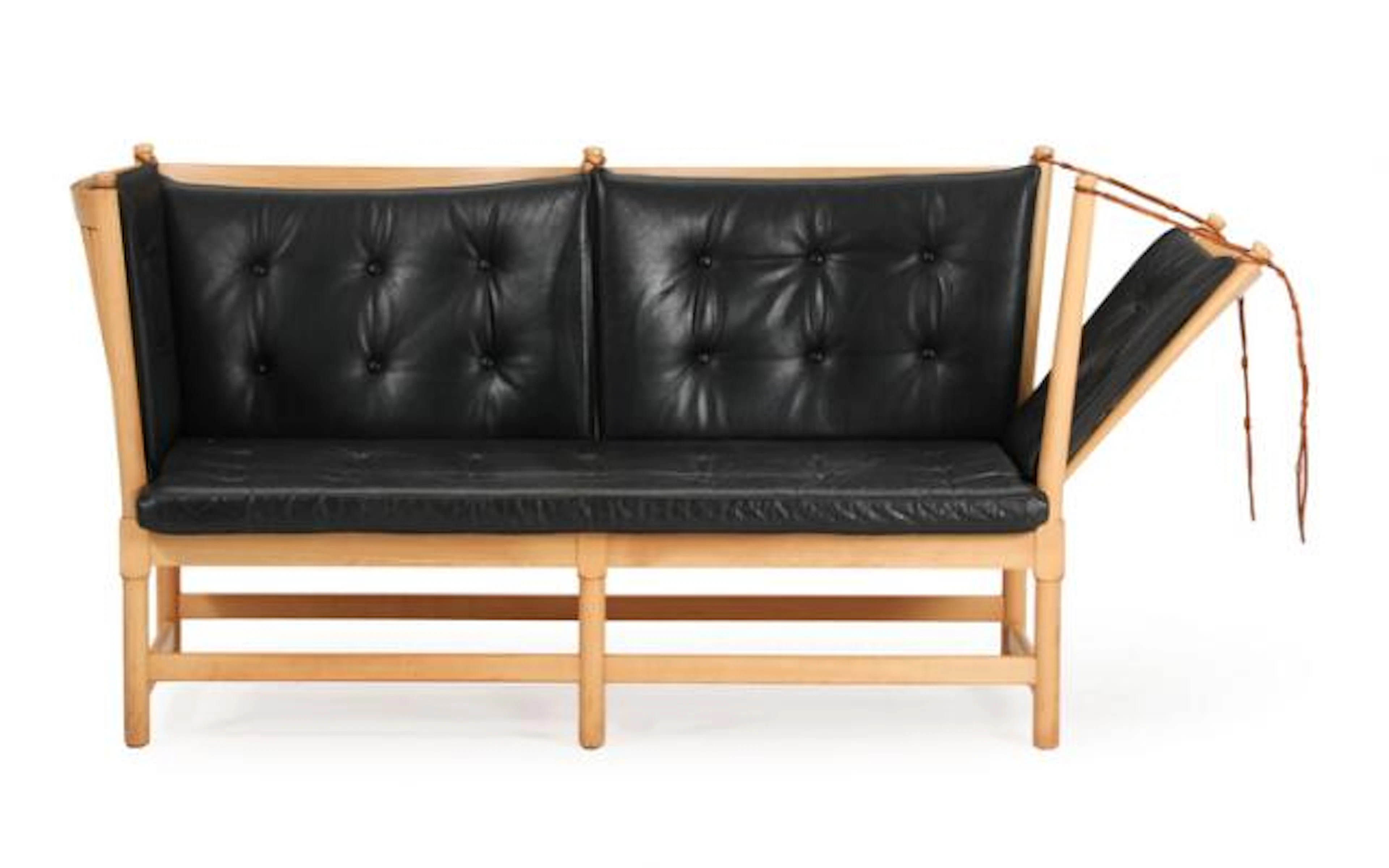 Børge Mogensen: "The spoke-back sofa". Two-seater beech sofa. Manufactured