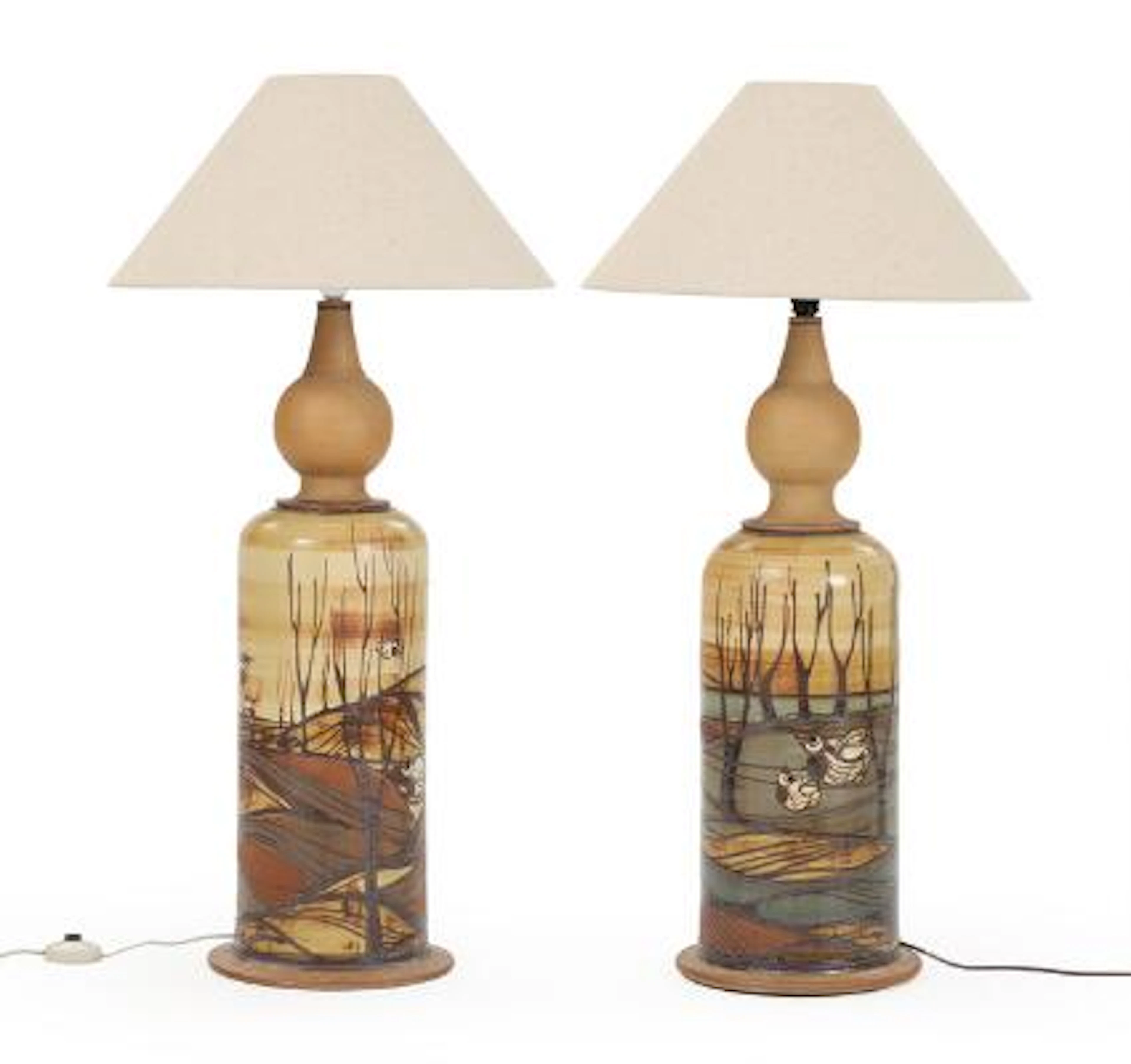 Erling Meinert Heerwagen: Two large floor lamps in stoneware. Signed