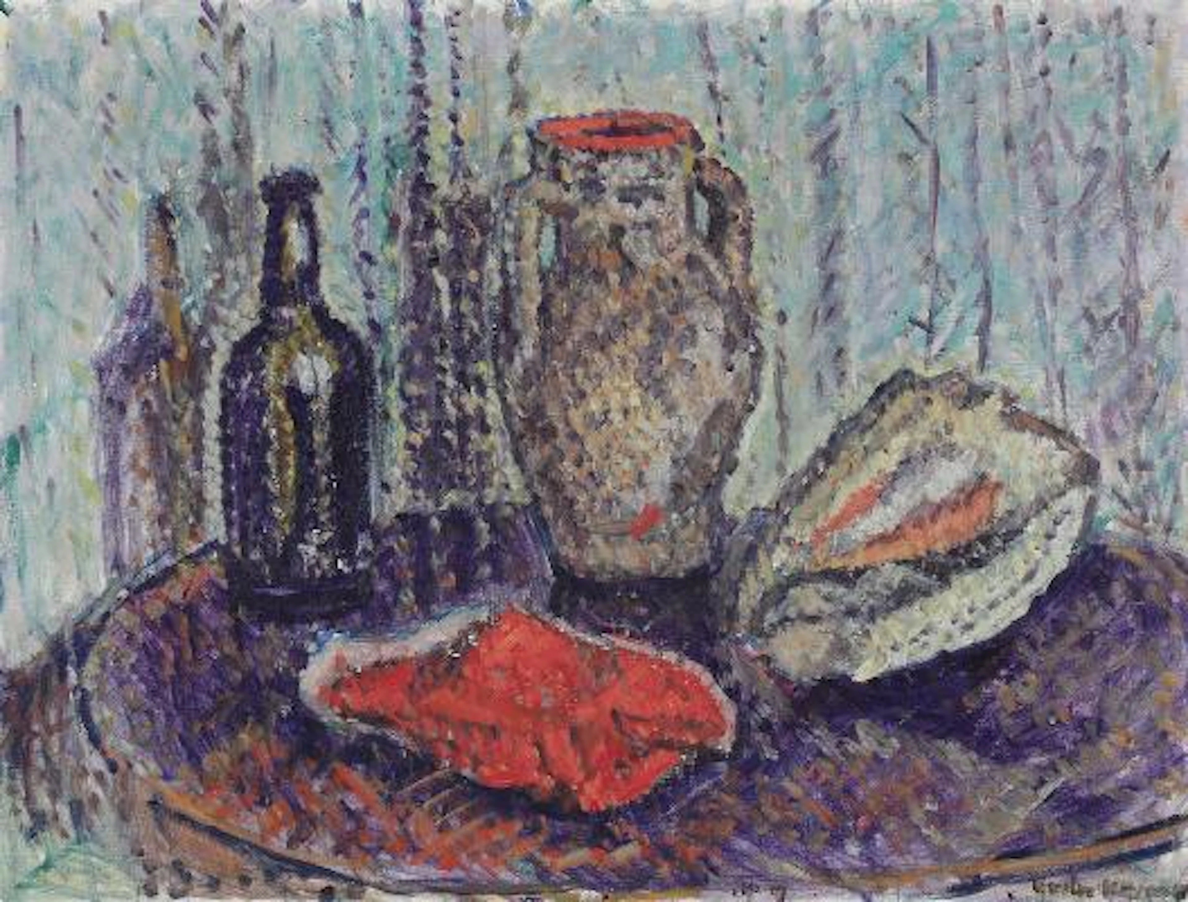 Gustav Hansen: Still life. Signed Gustav Hansen. Oil on canvas. 50