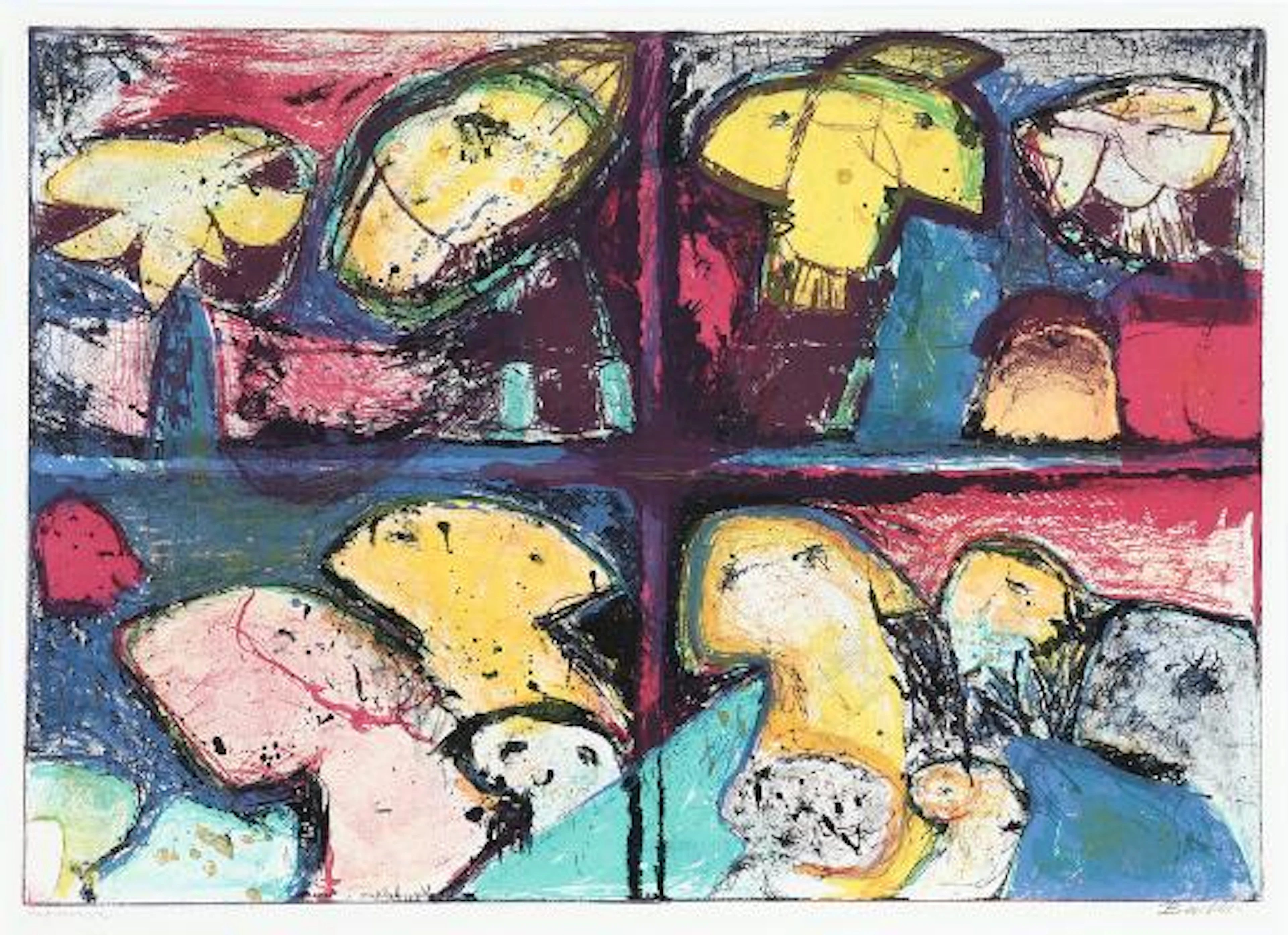 Mogens Balle: Untitled. Signed Balle, proof. Lithography in colours.