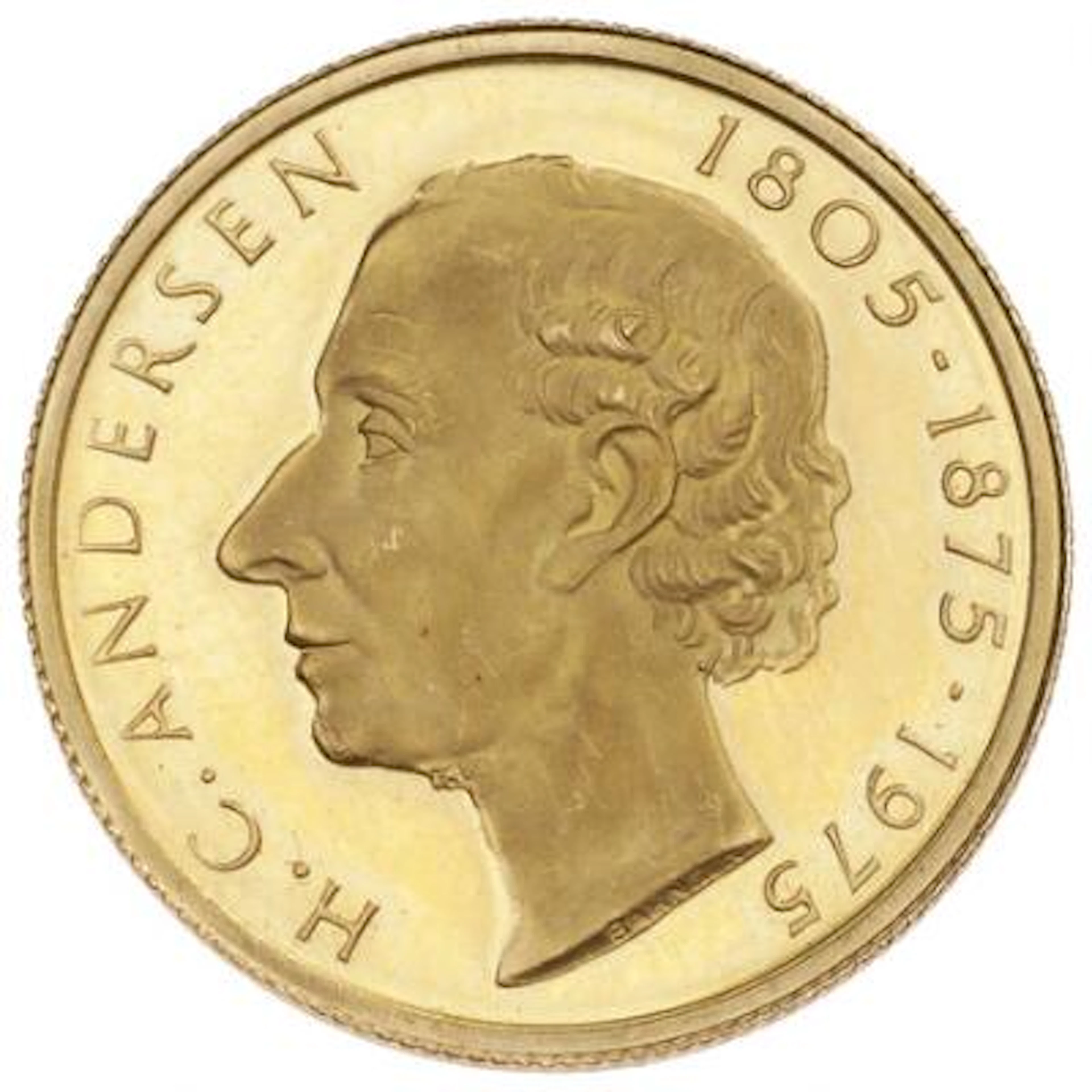 Margrethe II, H.C. Andersen commemorative medal 1975, Au, 3.49 g
