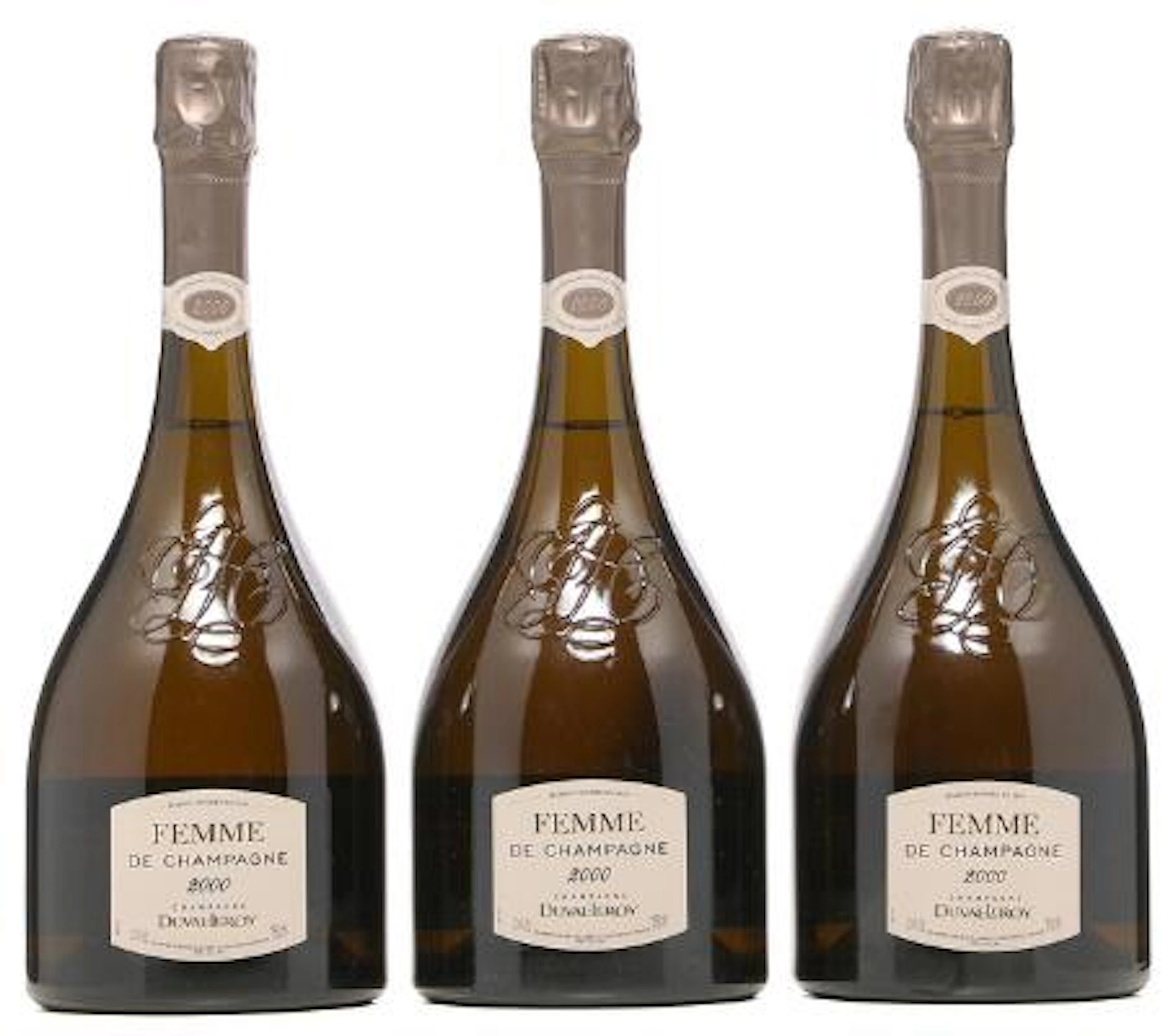 2 bts. Champagne "Femme de Champagne", Duval-Leroy 2000 A (hf/in).