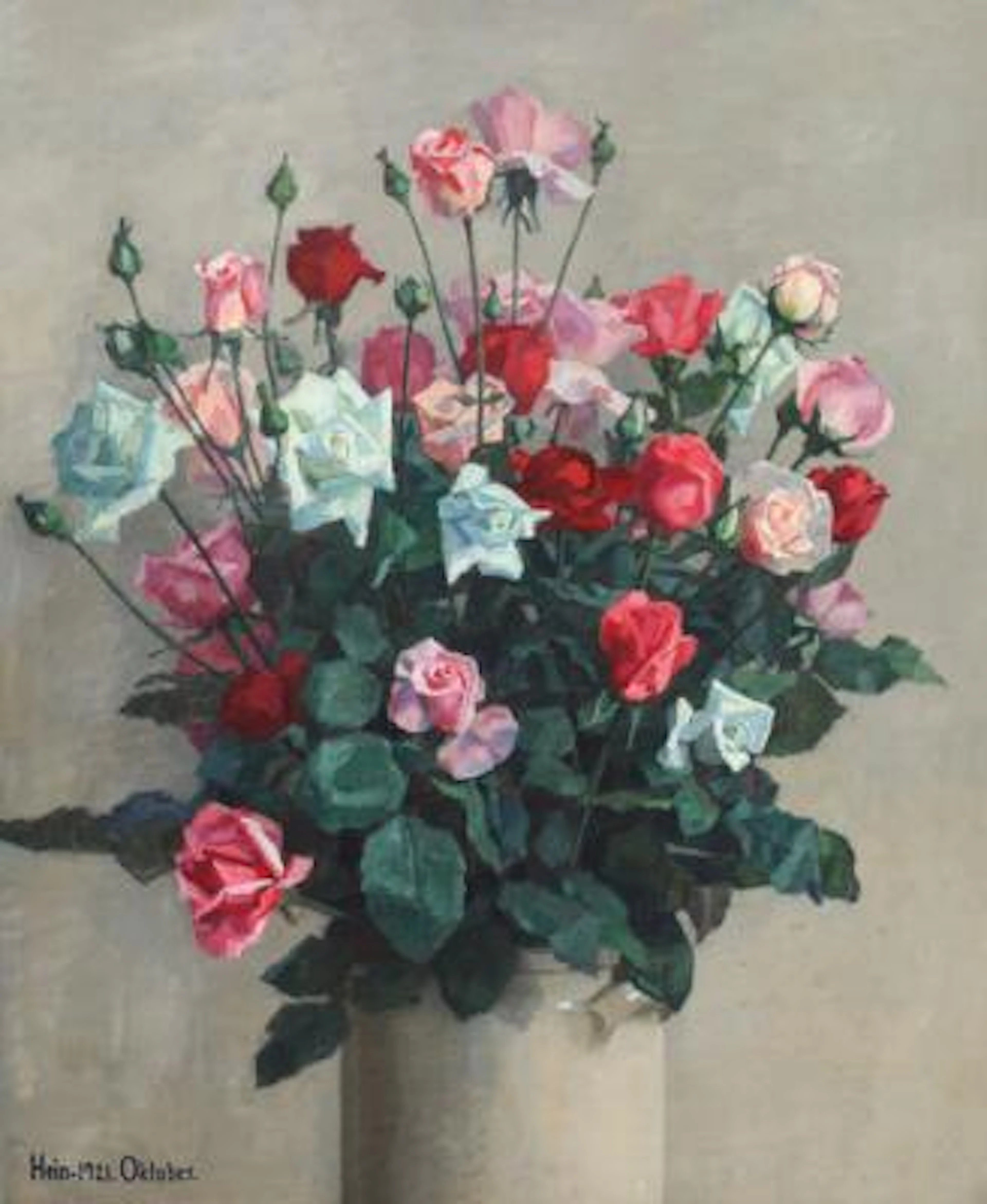 Einar Hein: "Roser". Signed and dated Hein, 1921, Oktober. Oil on