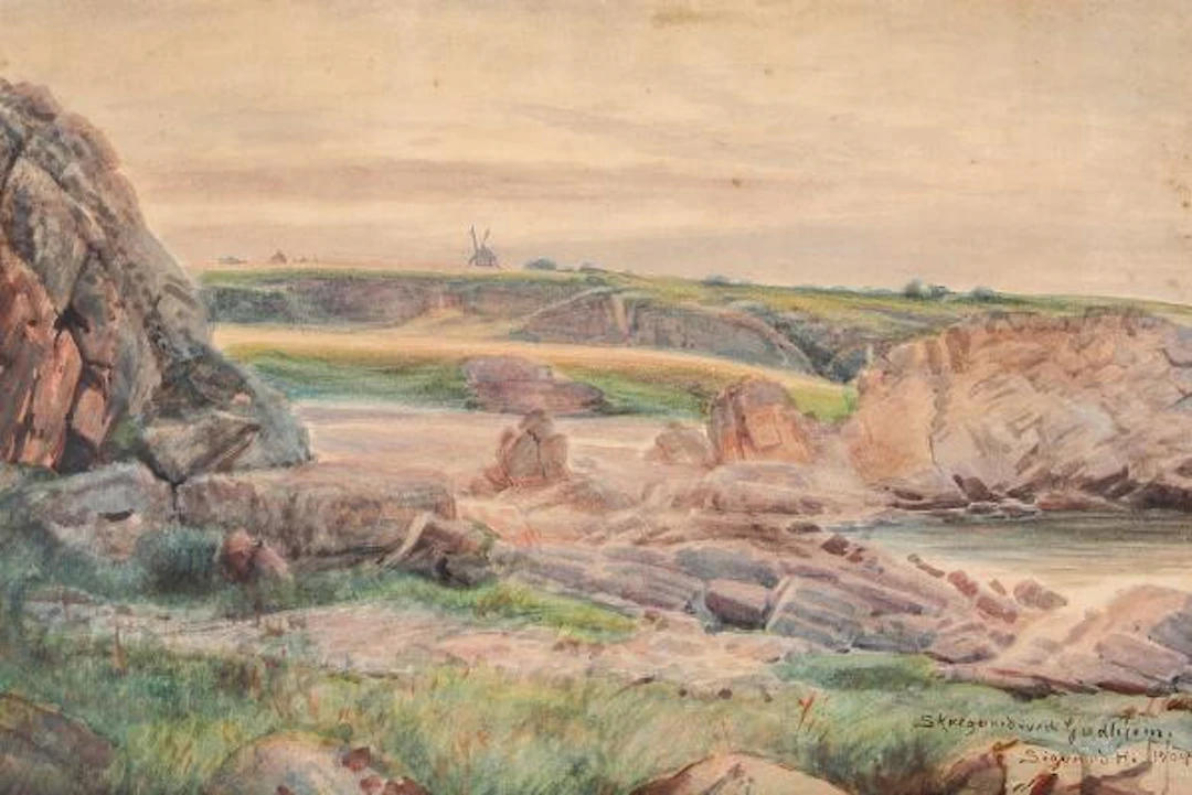 Sigvard Hansen: Scenery from Bornholm. Signed and dated. Watercolour.
