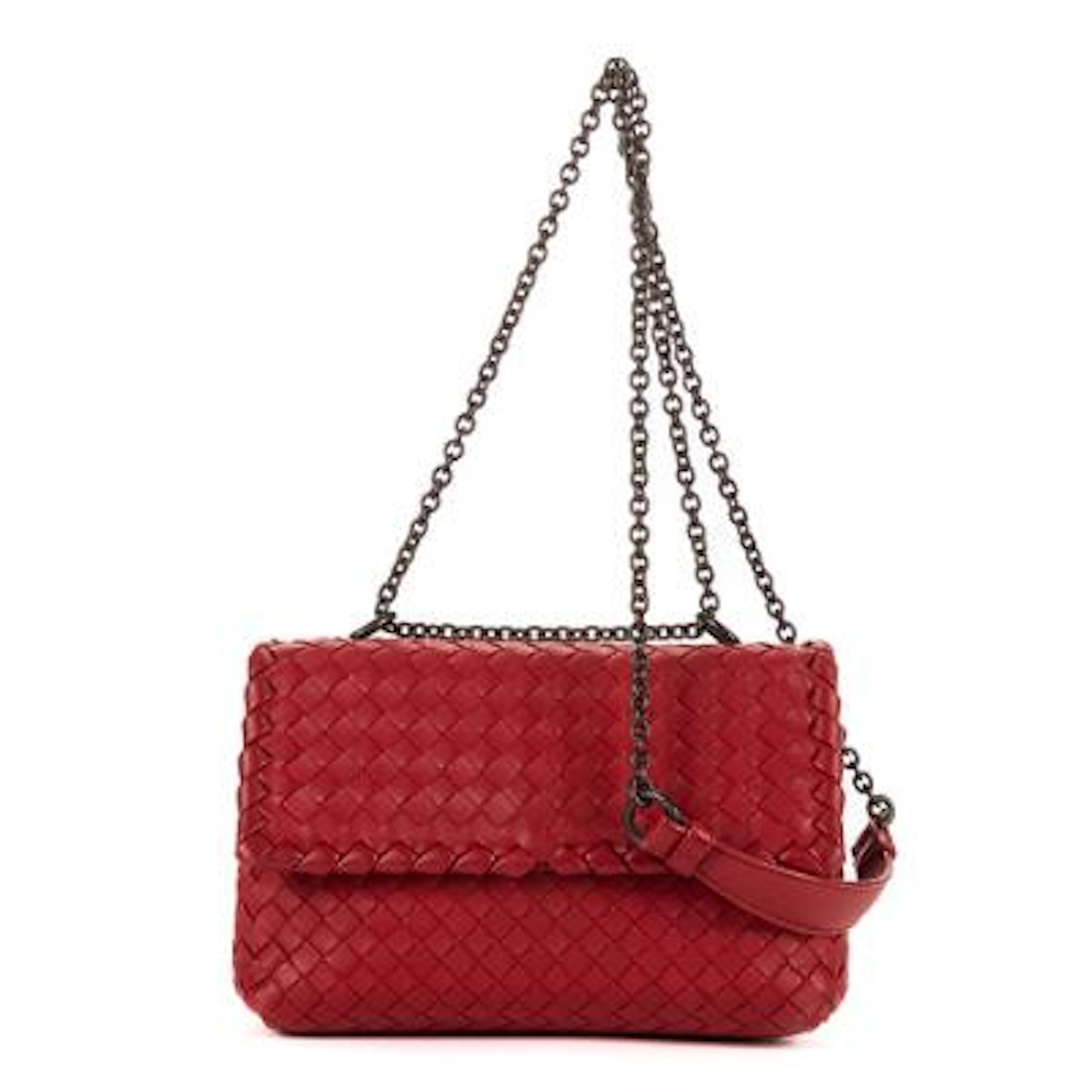 Bottega Veneta: An "Olimpia Medium" bag in red Intrecciato Nappa leather