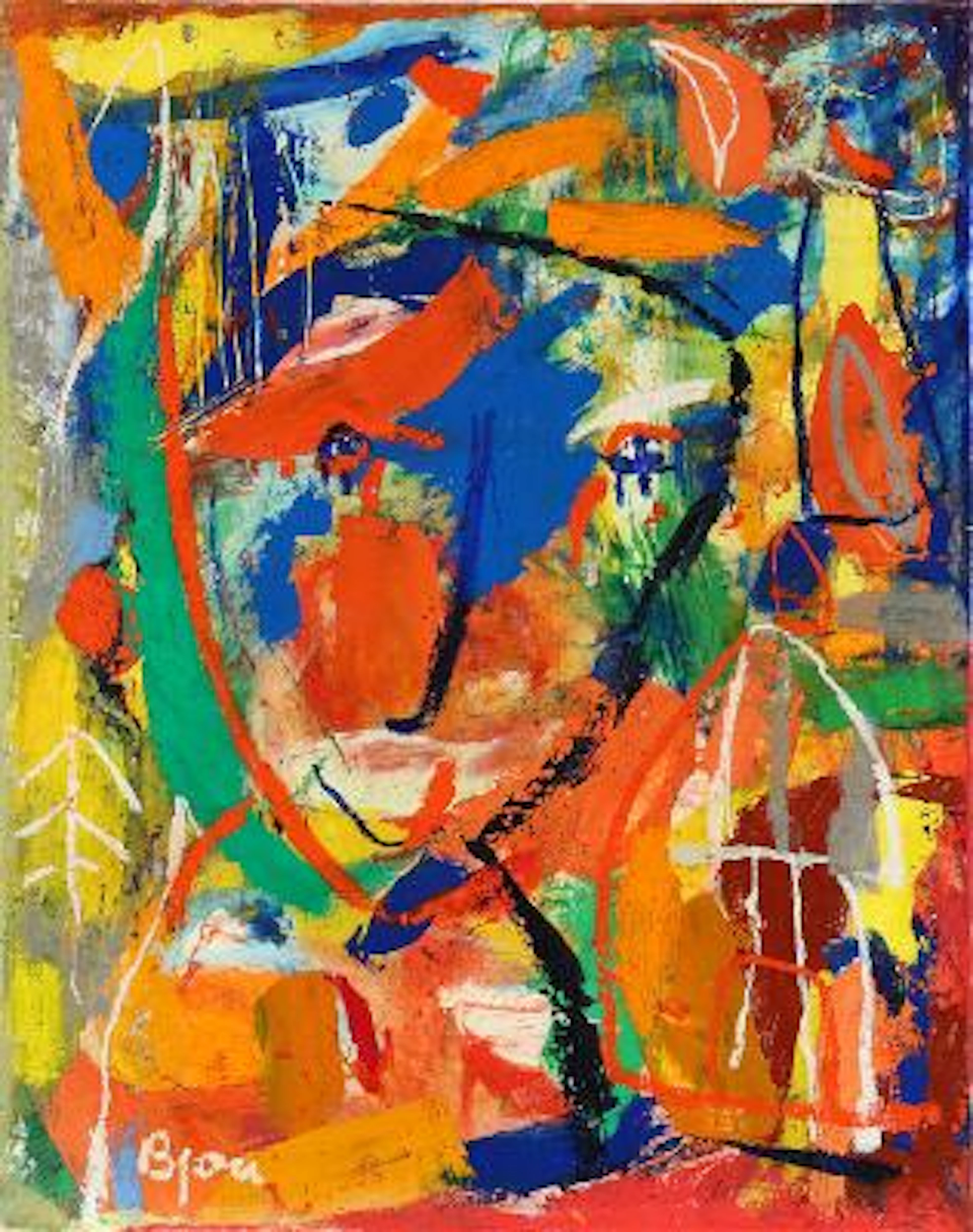 Bjørn Bjørnholt: "Forelsket i månen". Signed Bjørn. Oil on canvas.