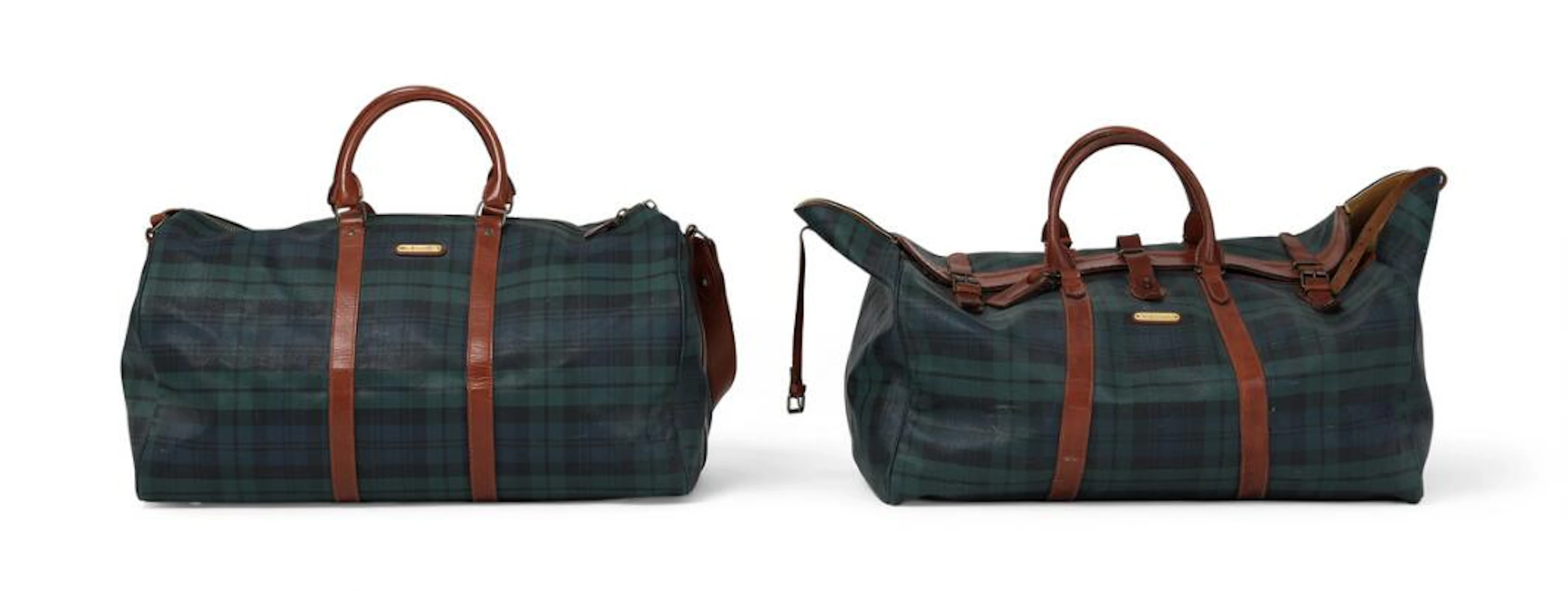 Ralph Lauren: A set comprising of two travel bags with blue-green