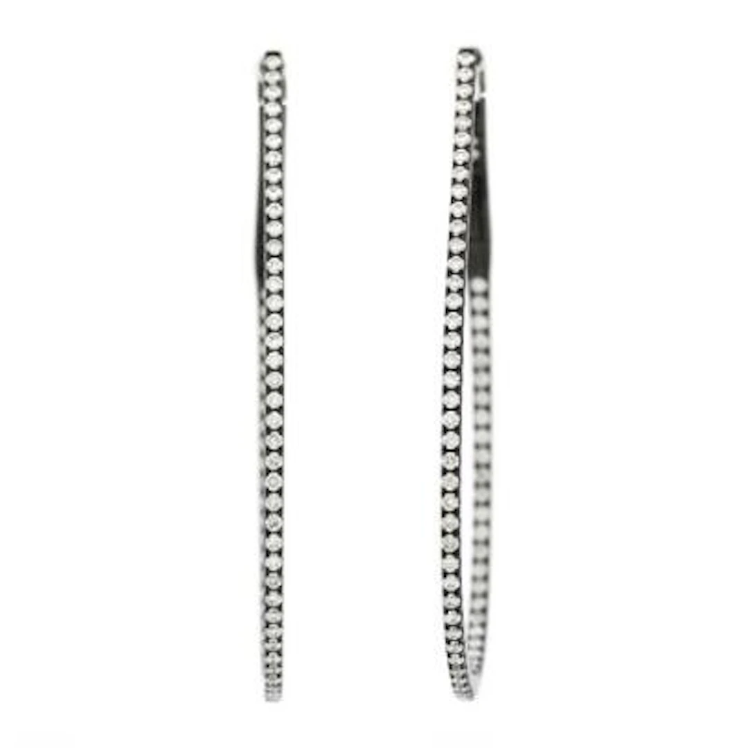 A pair of diamond ear hoops set with brilliant-cut diamonds, mounted