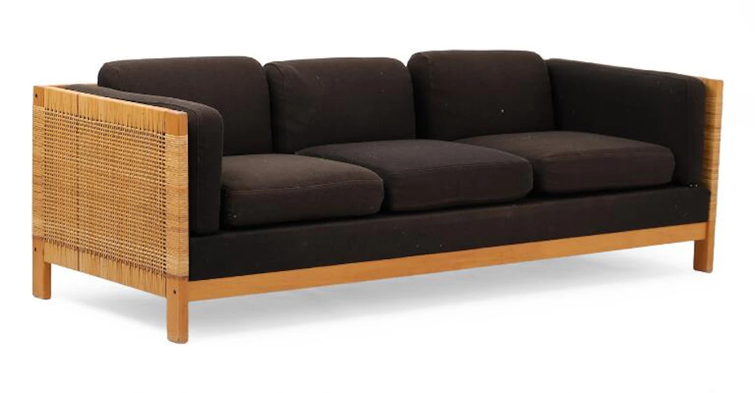 Danish furniture design: Freestanding three seater sofa with beech