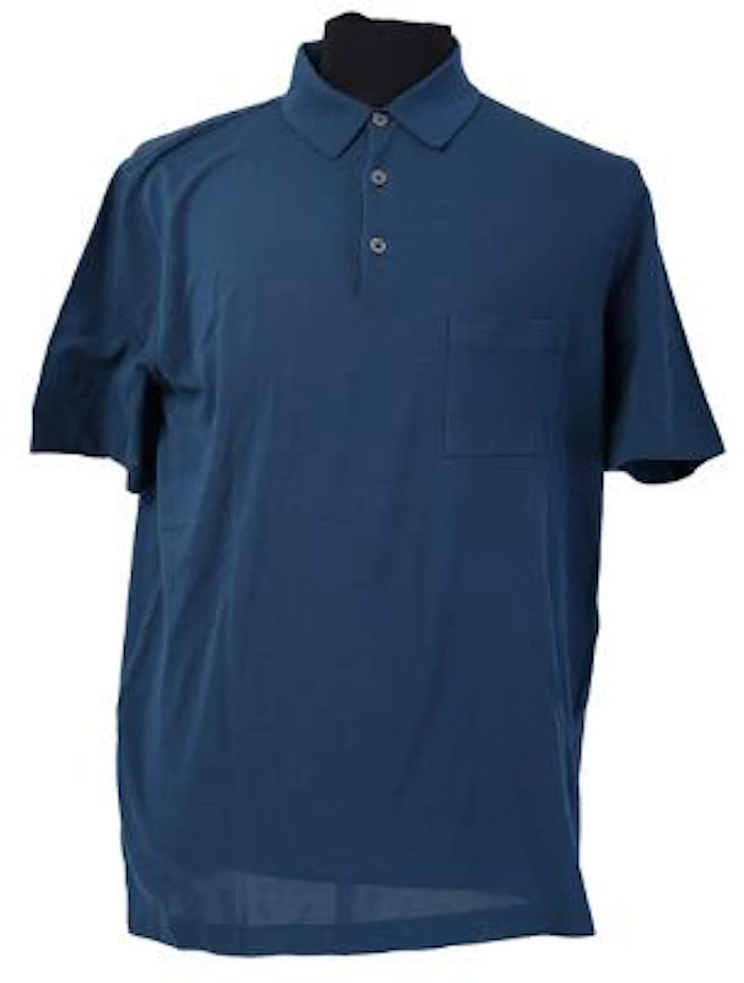 Hermès: A etroleum blue cotton polo with a breast pocket and embroidered