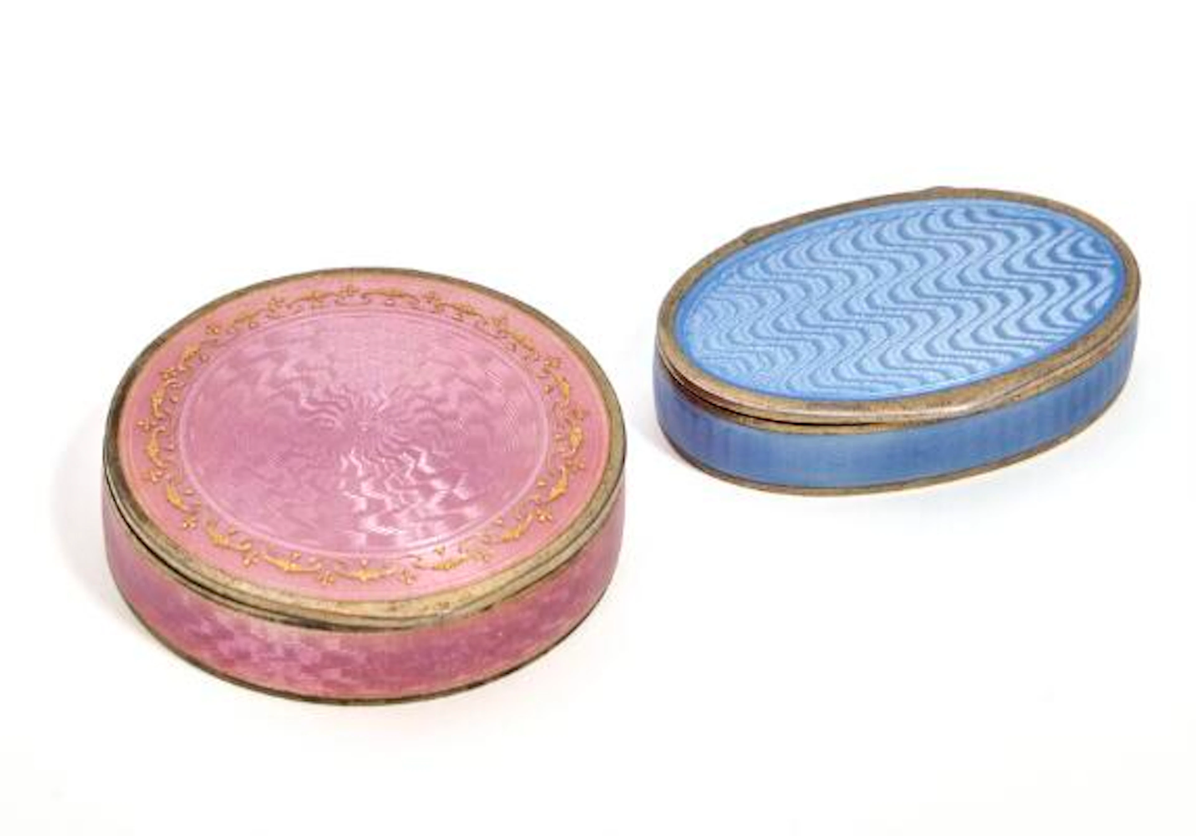 Two Norwegian sterling silver-gilt cases with enamel. David Andersen