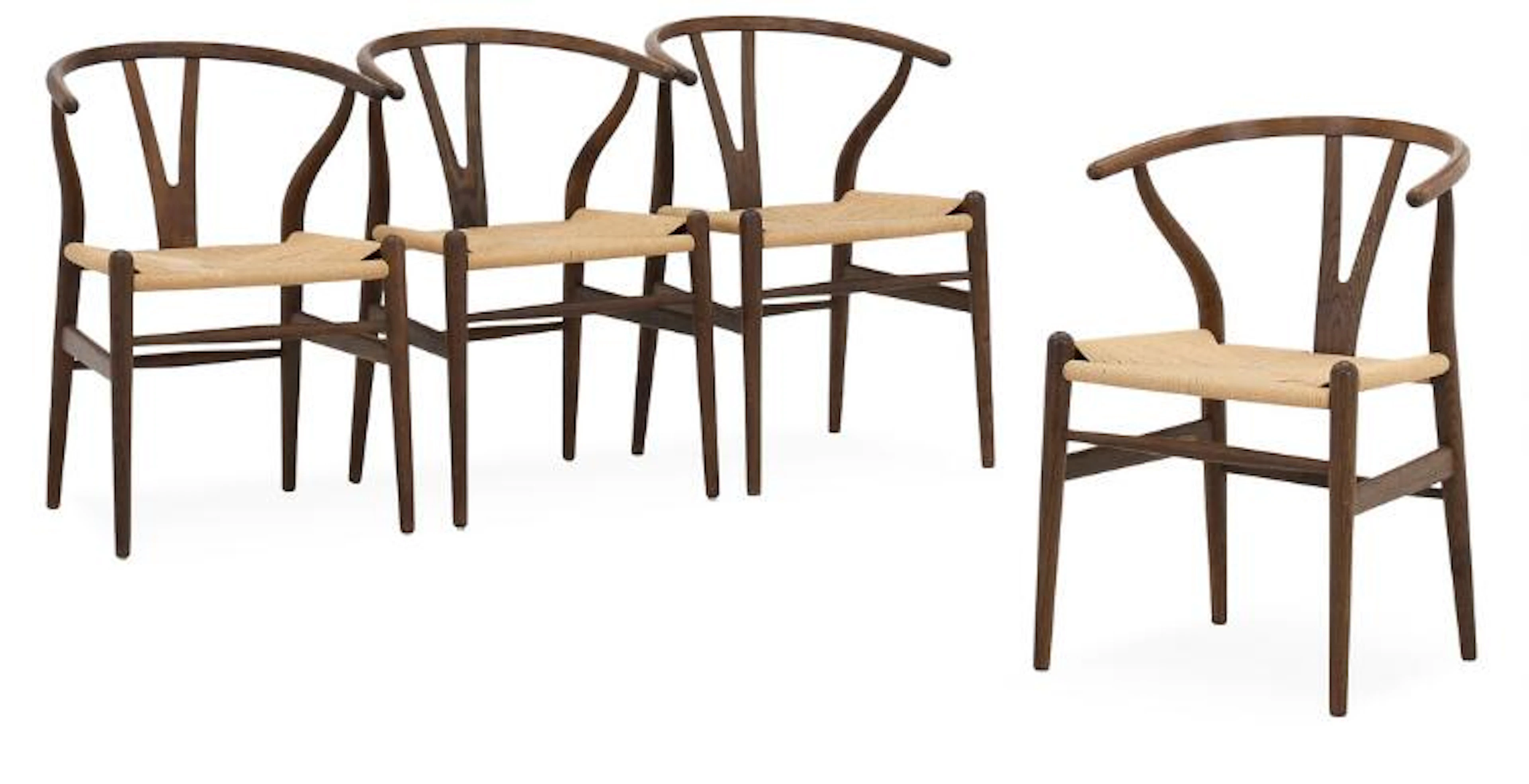 Hans J. Wegner: “Wishbone Chair”. A set of four "Ancient oak" armchairs.