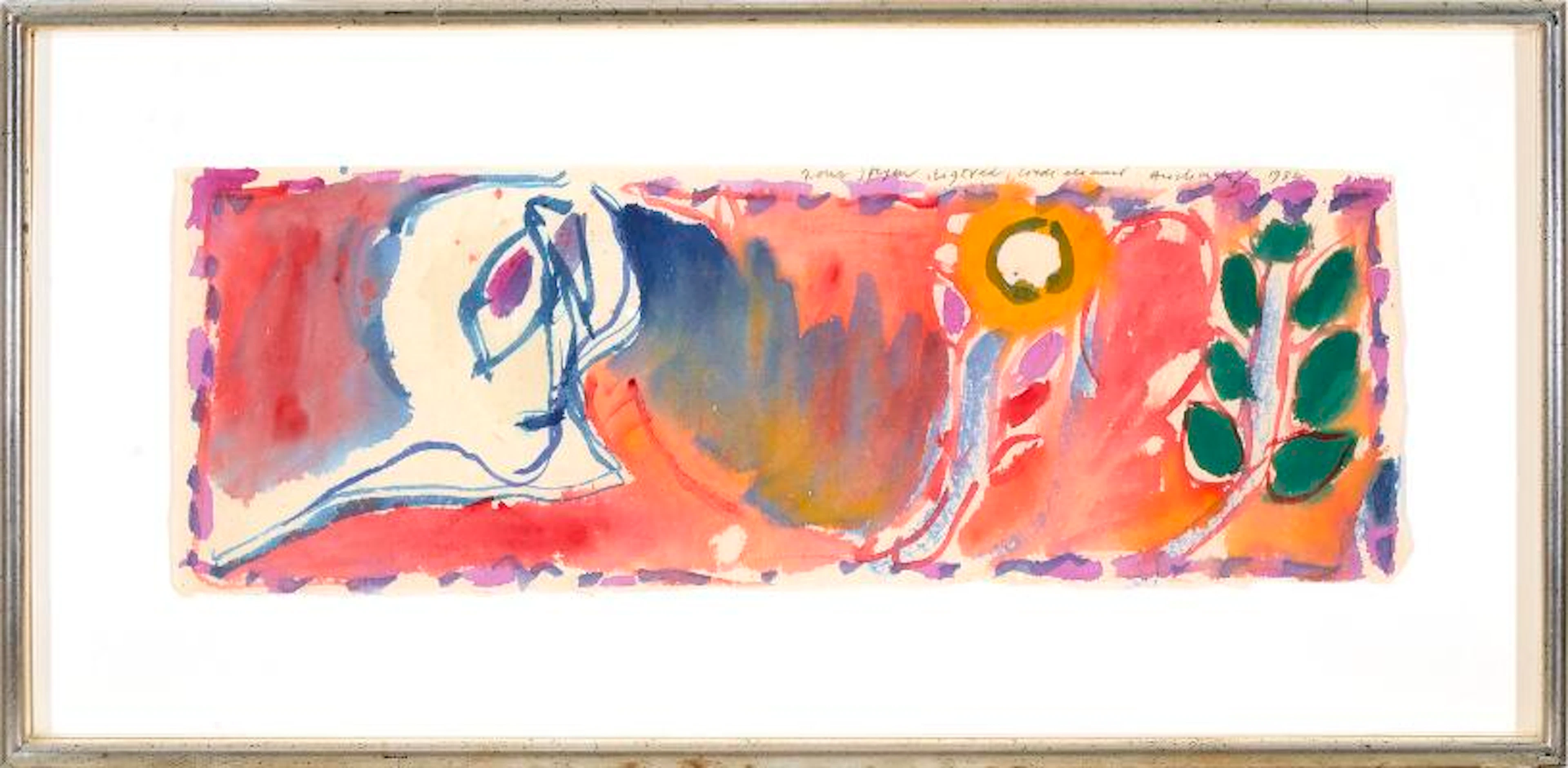 Pierre Alechinsky: Untitled. Signed Alechinsky 1982 with dedication: