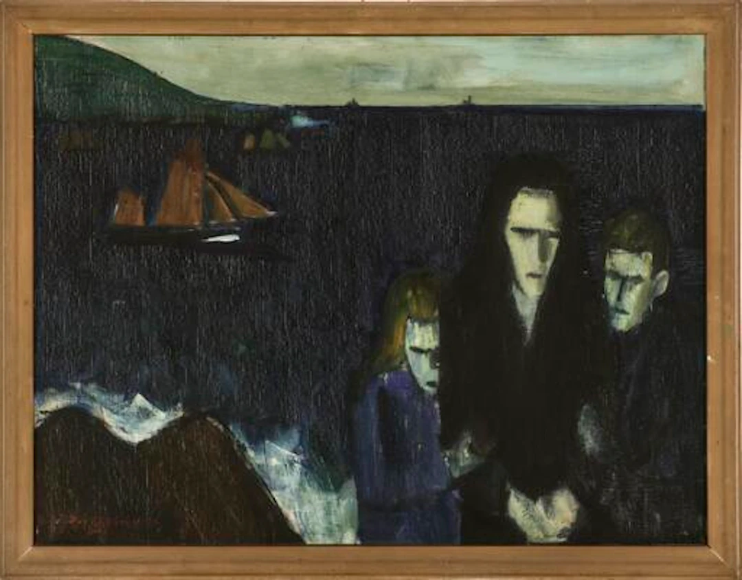 Samuel Joensen-Mikines: "Skibene lægger ud", The Faroe Islands. Signed