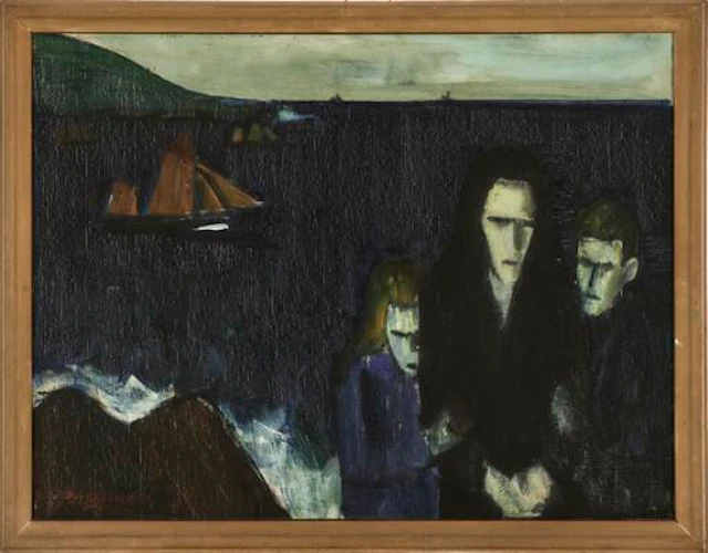 Samuel Joensen-Mikines: "Skibene lægger ud", The Faroe Islands. Signed