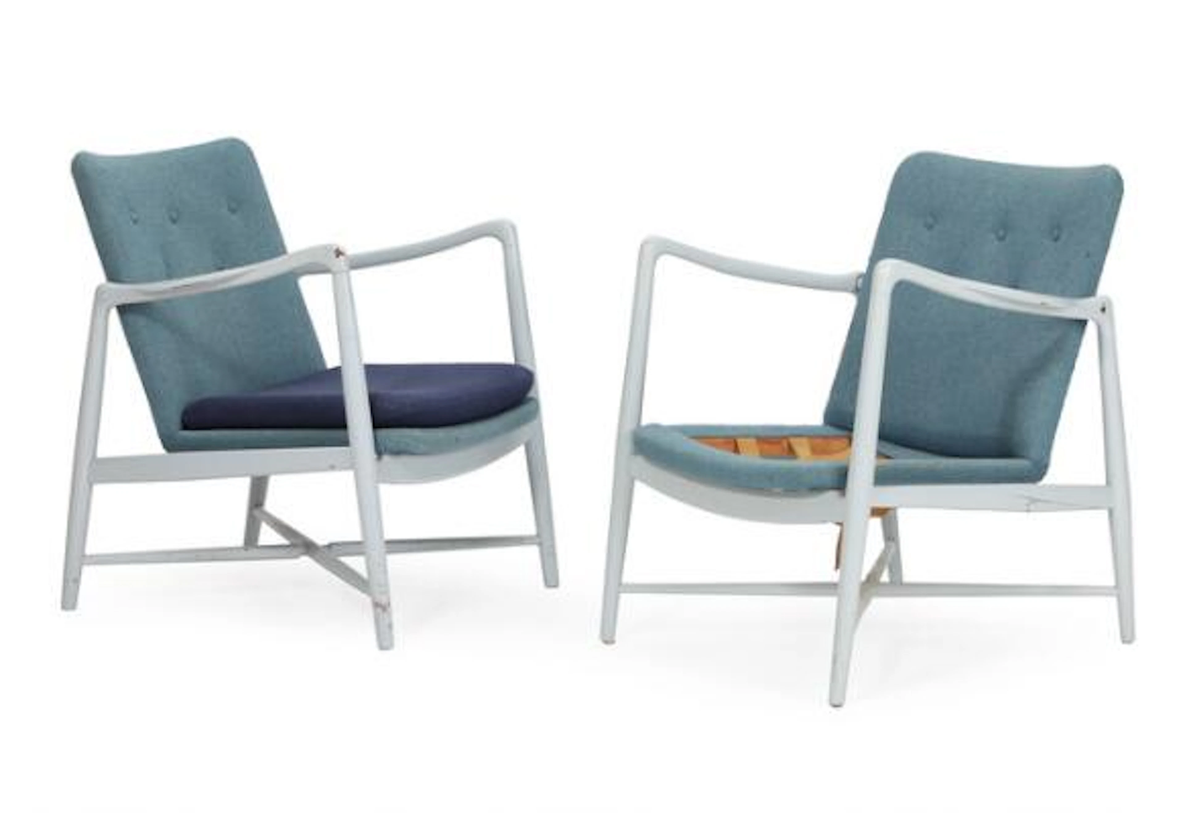 Finn Juhl: “Fireplace Chair”. A pair of painted teak easy chairs.