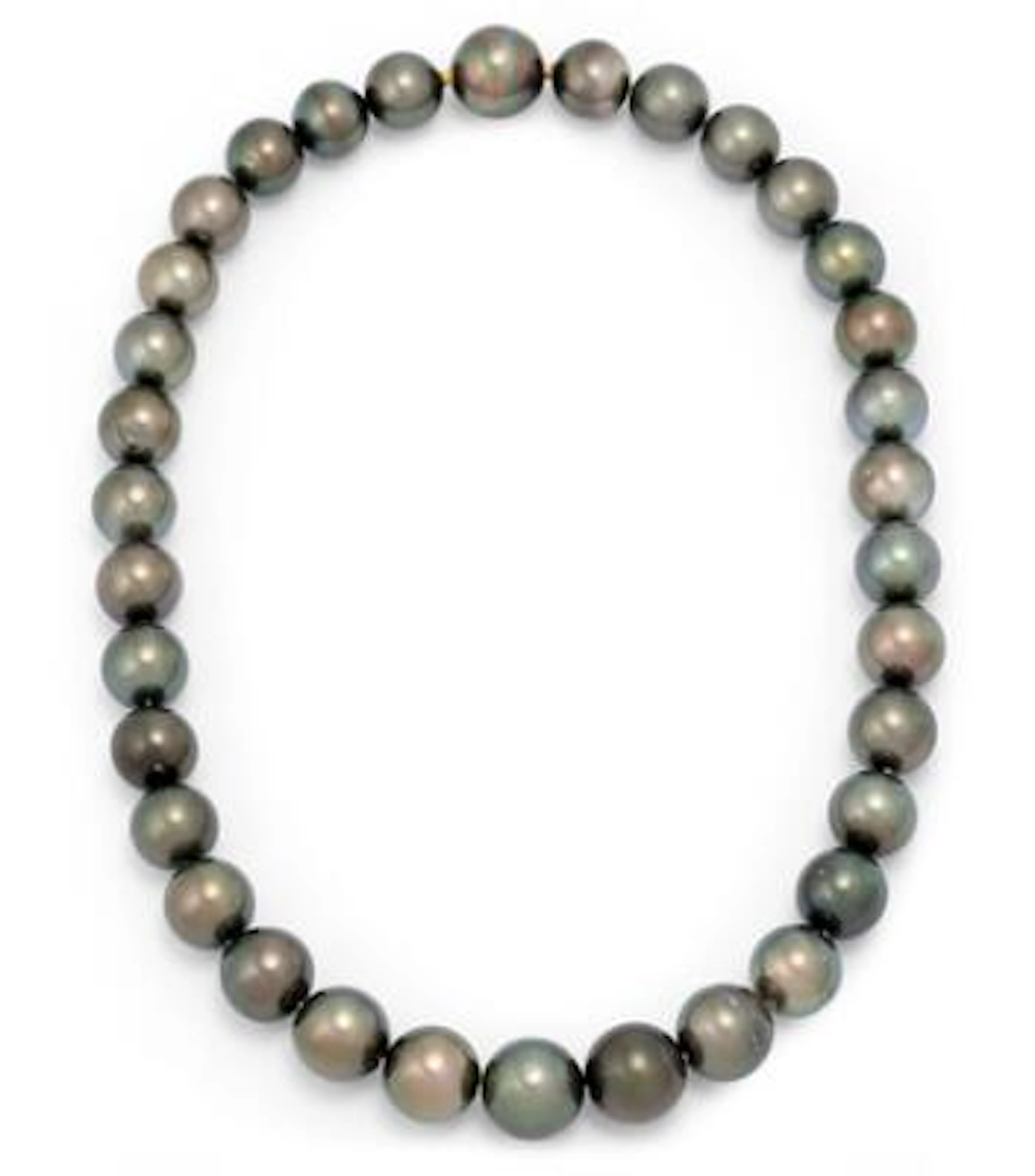 A pearl necklace set with numerous Tahiti pearls. Pearl diam. app.