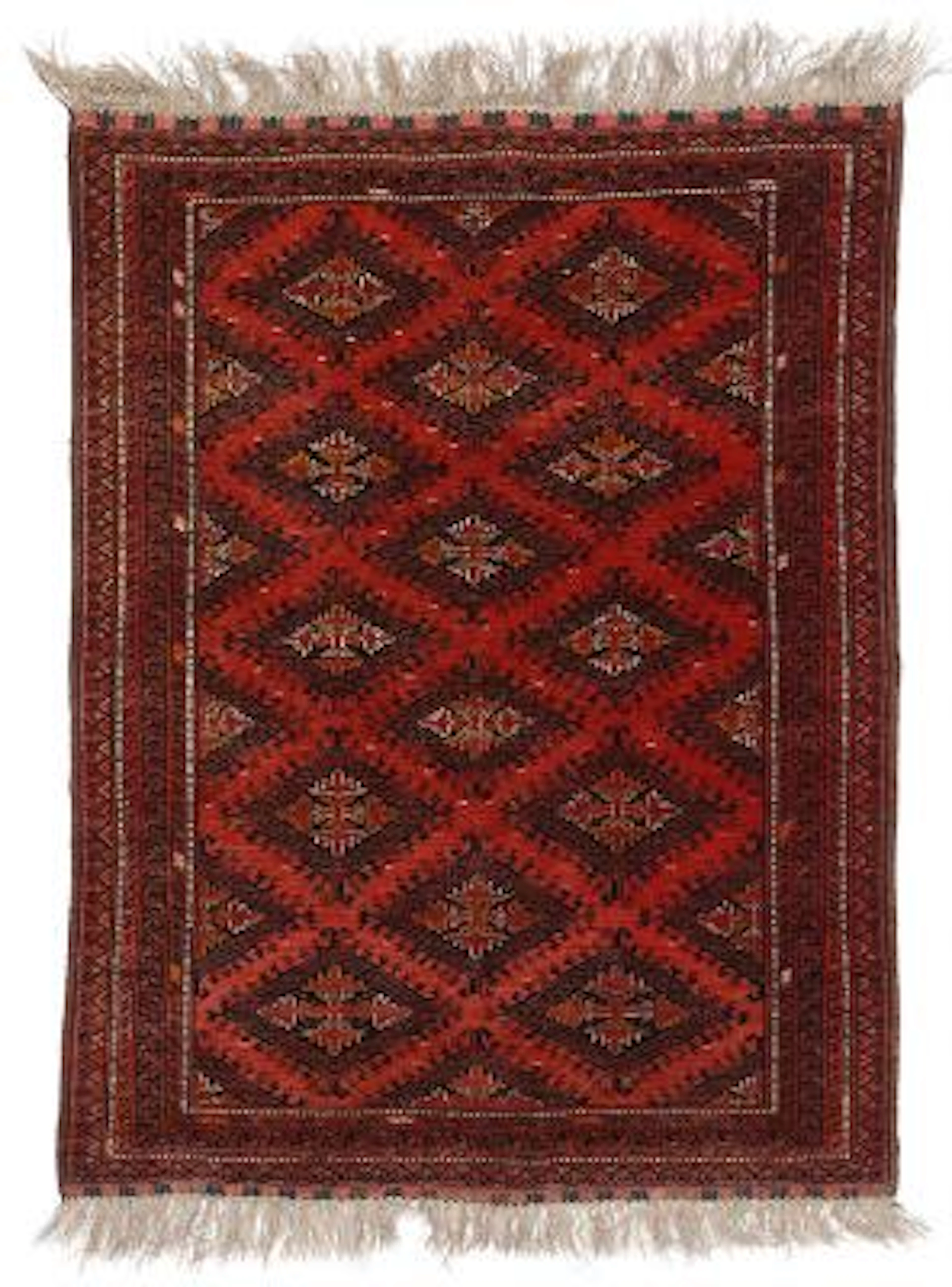 An Afghan rug. All over hooked medallions in Turkoman Beshir style.