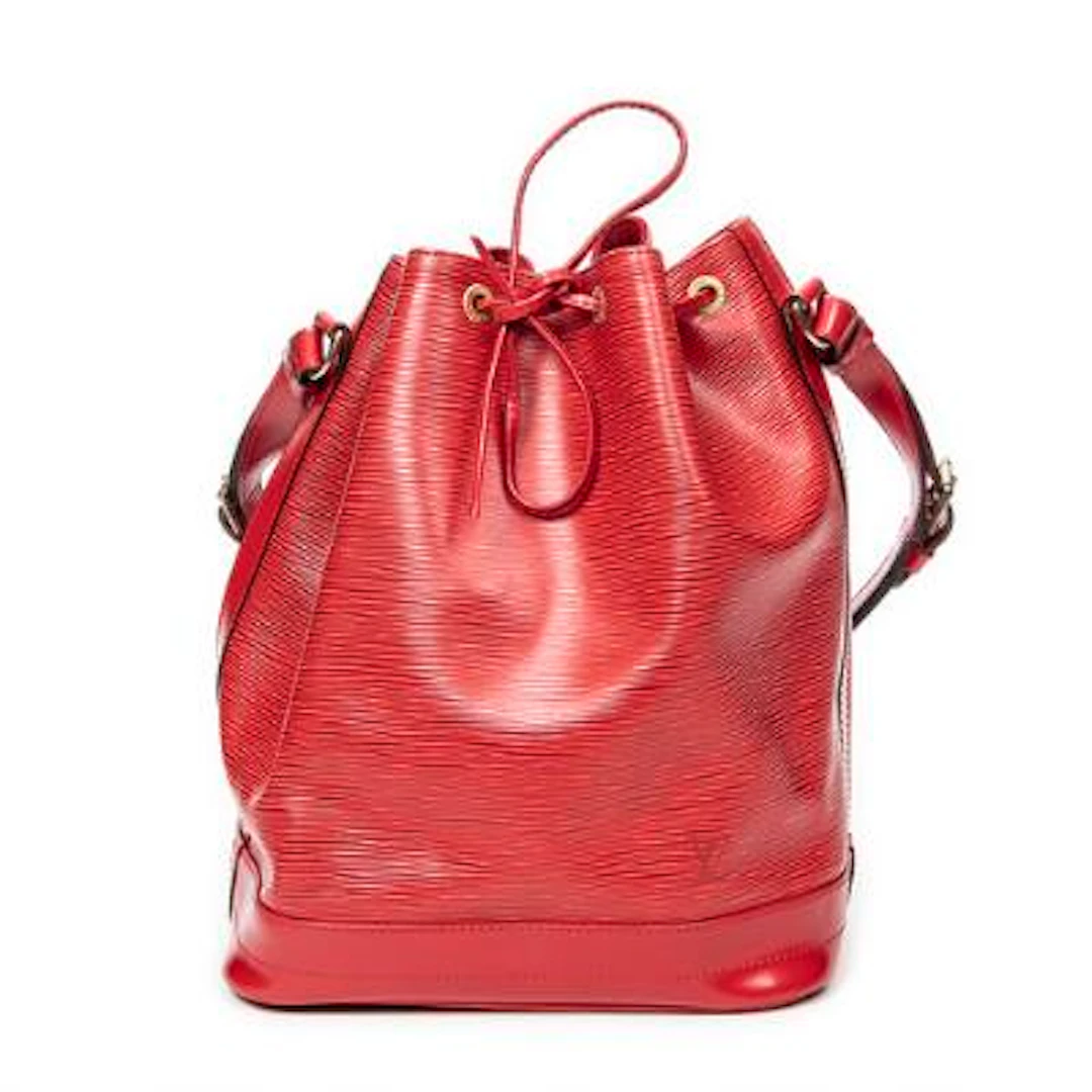 Louis Vuitton: A "Noe" bag in red Epi-leather with gold-toned hardware.