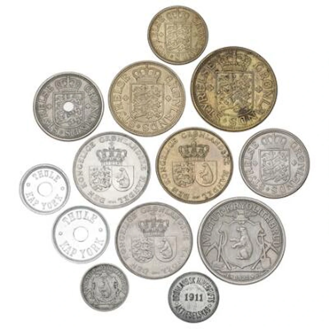 Greenland, complete set of official tokens, Sieg 1–7; Greenlandic